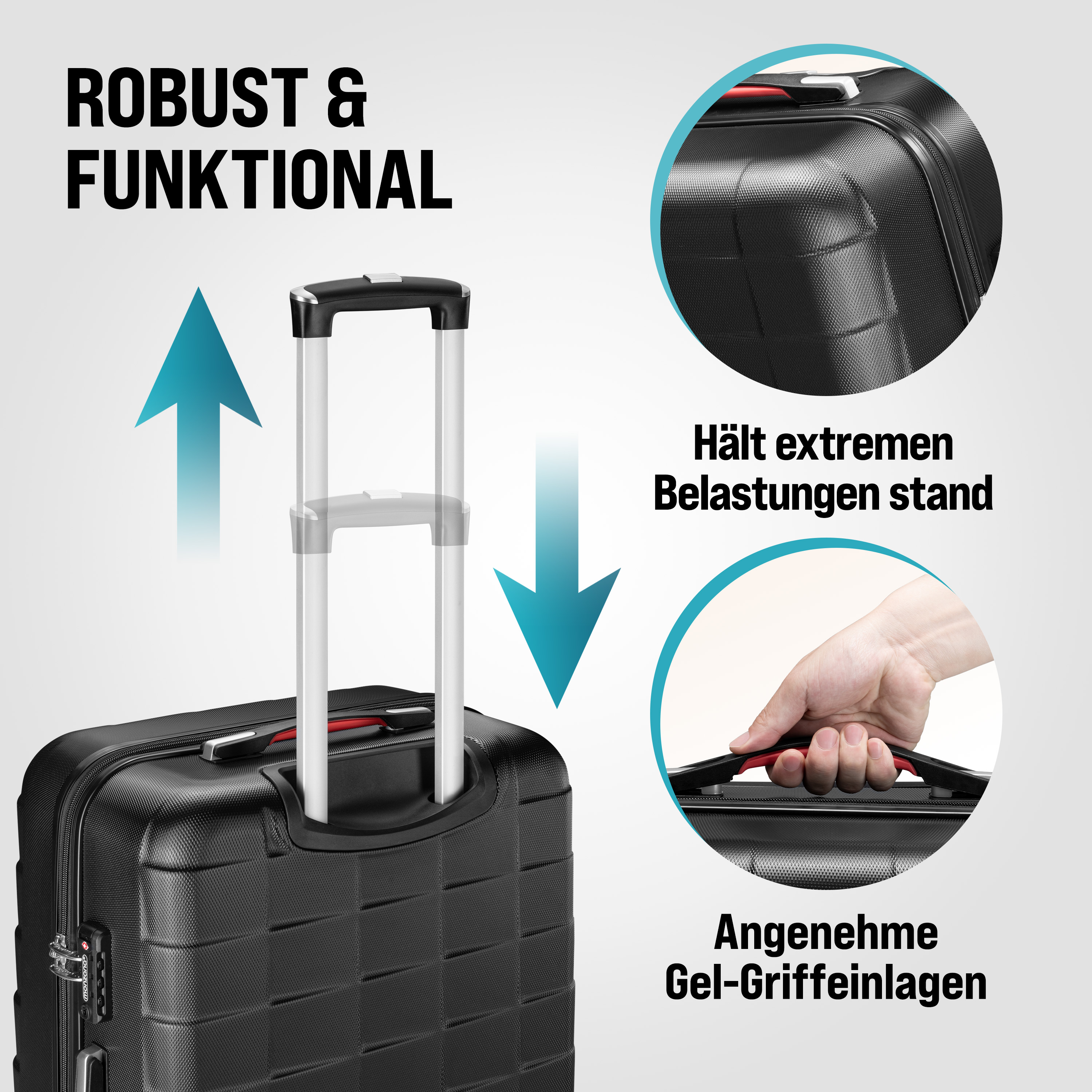 Reiskoffers\u00203\u002Ddelige\u0020Exopack\u0020Zwart\u0020ABS\u0020toebehoren