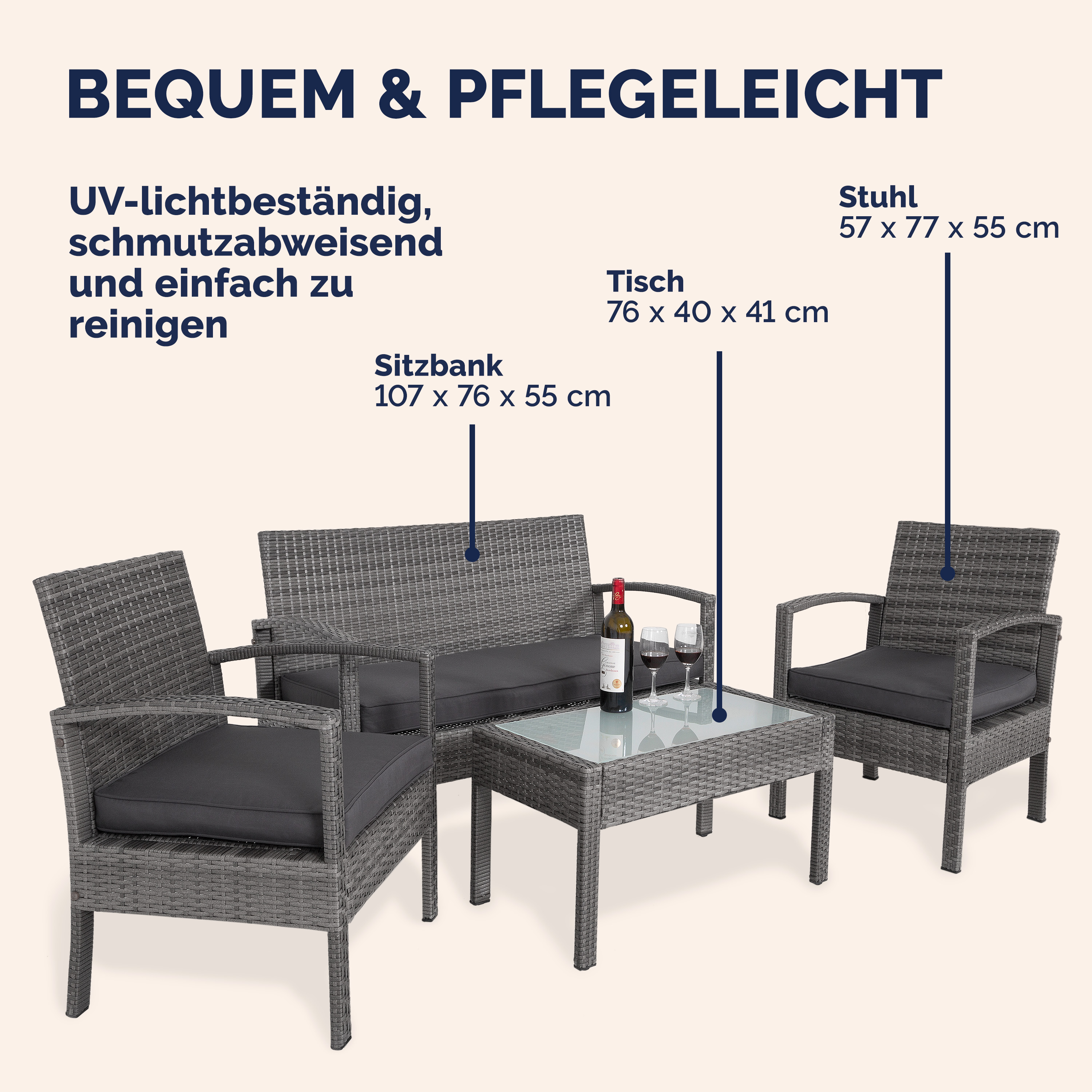 Polyrotan\u0020Tuinset\u00204\u002Ddelig\u0020Grijs\u002FAntraciet