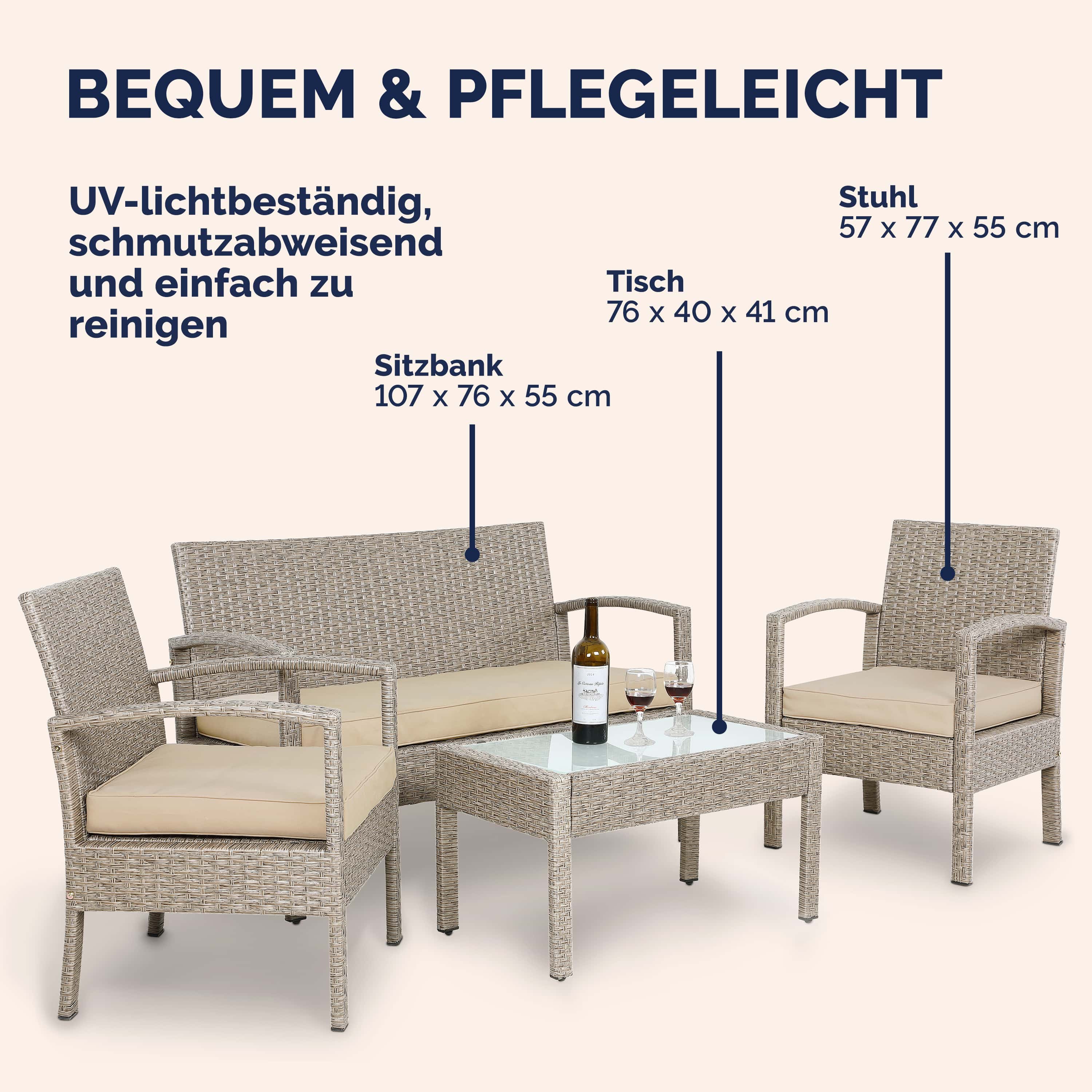 Polyrotan\u0020Tuinset\u00204\u002Ddelig\u0020Cr\u00E8me