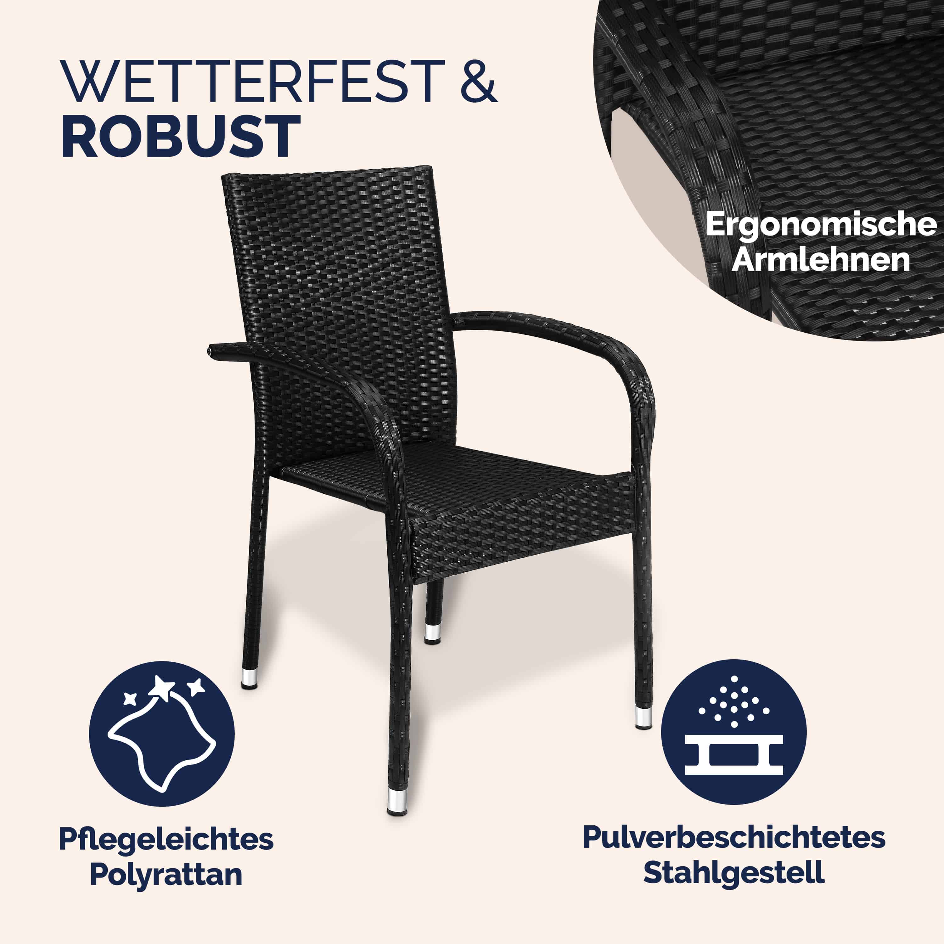 Polyrotan\u0020Tuinstoel\u0020Comfort\u00204\u0020stuks\u0020Zwart