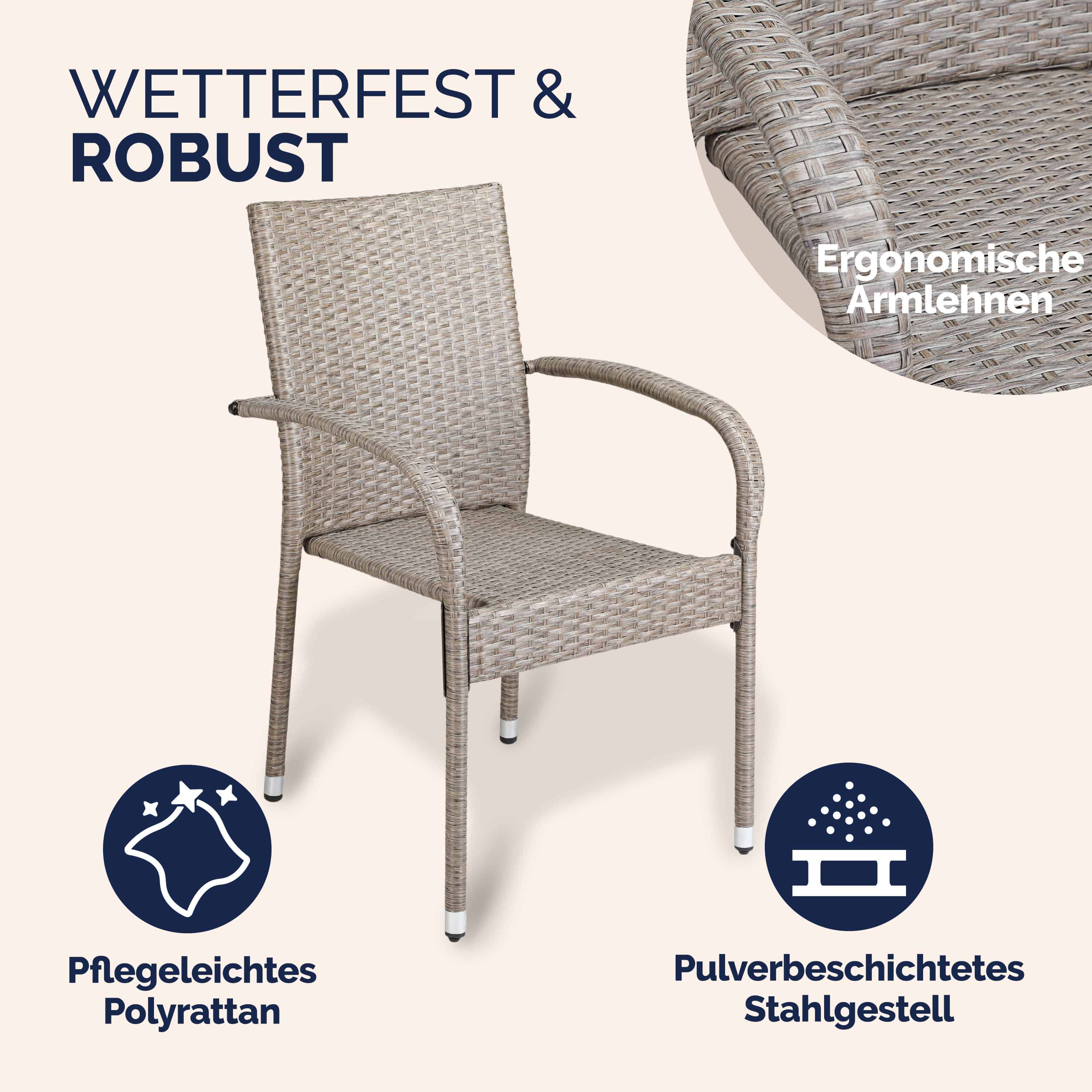 Polyrotan\u0020Tuinstoel\u0020Comfort\u00204\u0020stuks\u0020Cr\u00E8me