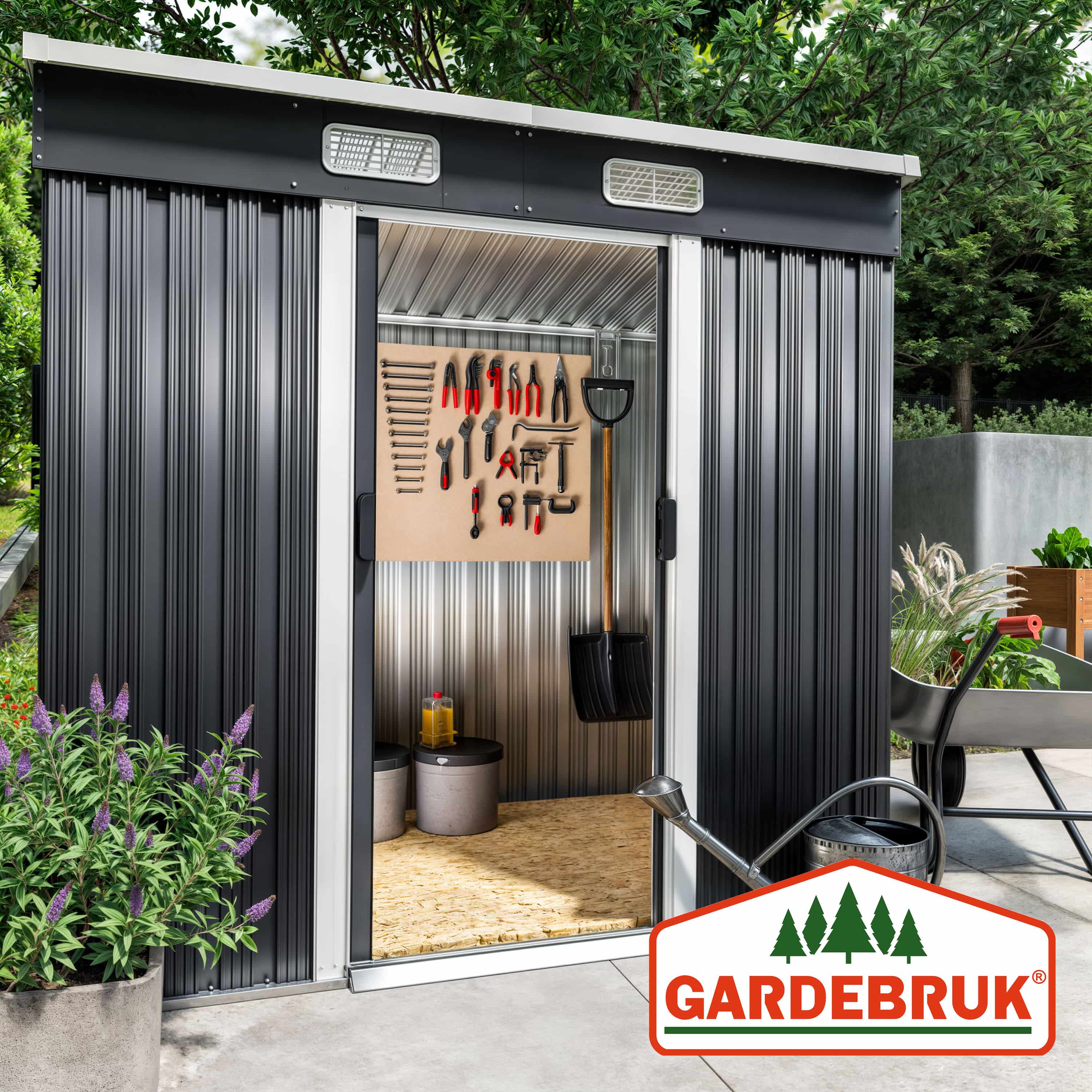 Tuinhuis\u0020Antraciet\u0020Metaal\u0020196x122x182cm