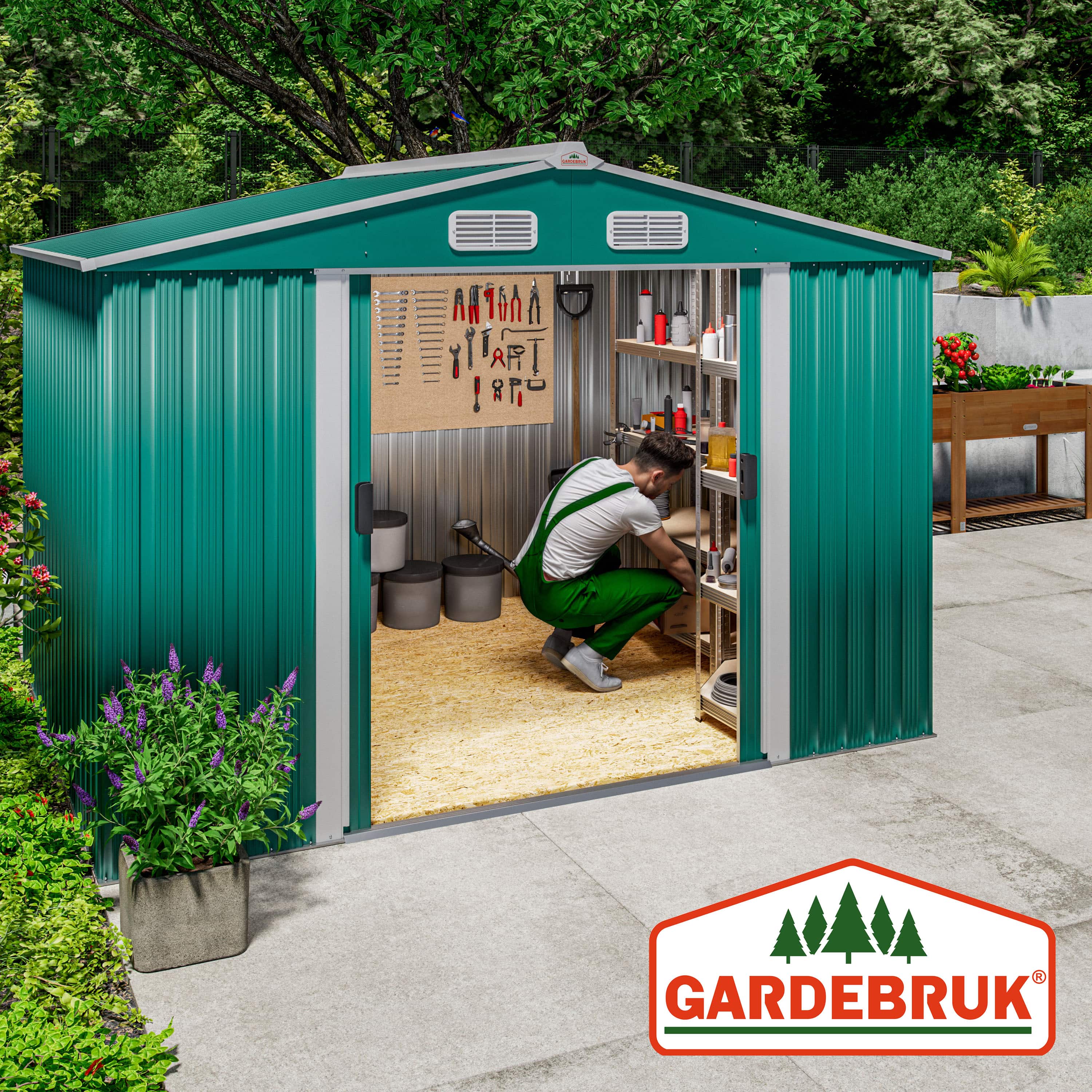 Tuinhuis\u0020Groen\u0020Metaal\u0020260x205x180cm