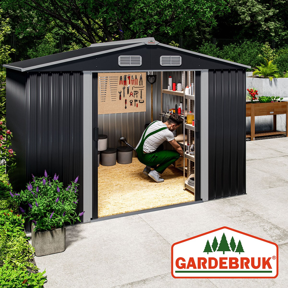 Tuinhuis\u0020Antraciet\u0020Metaal\u0020260x205x180cm