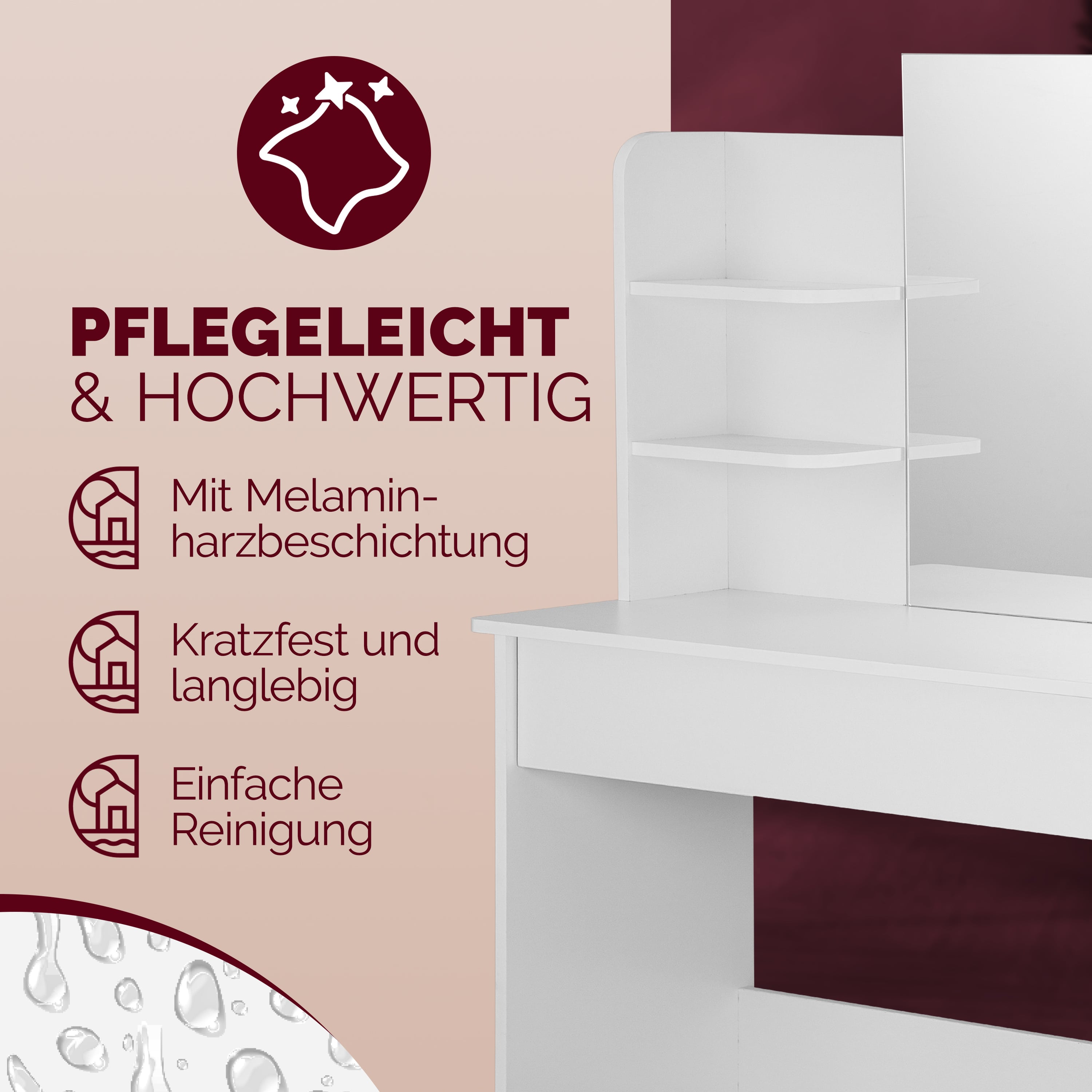 Make\u002Dup\u0020Tafel\u0020Lucia\u0020Wit\u0020140x110x40cm