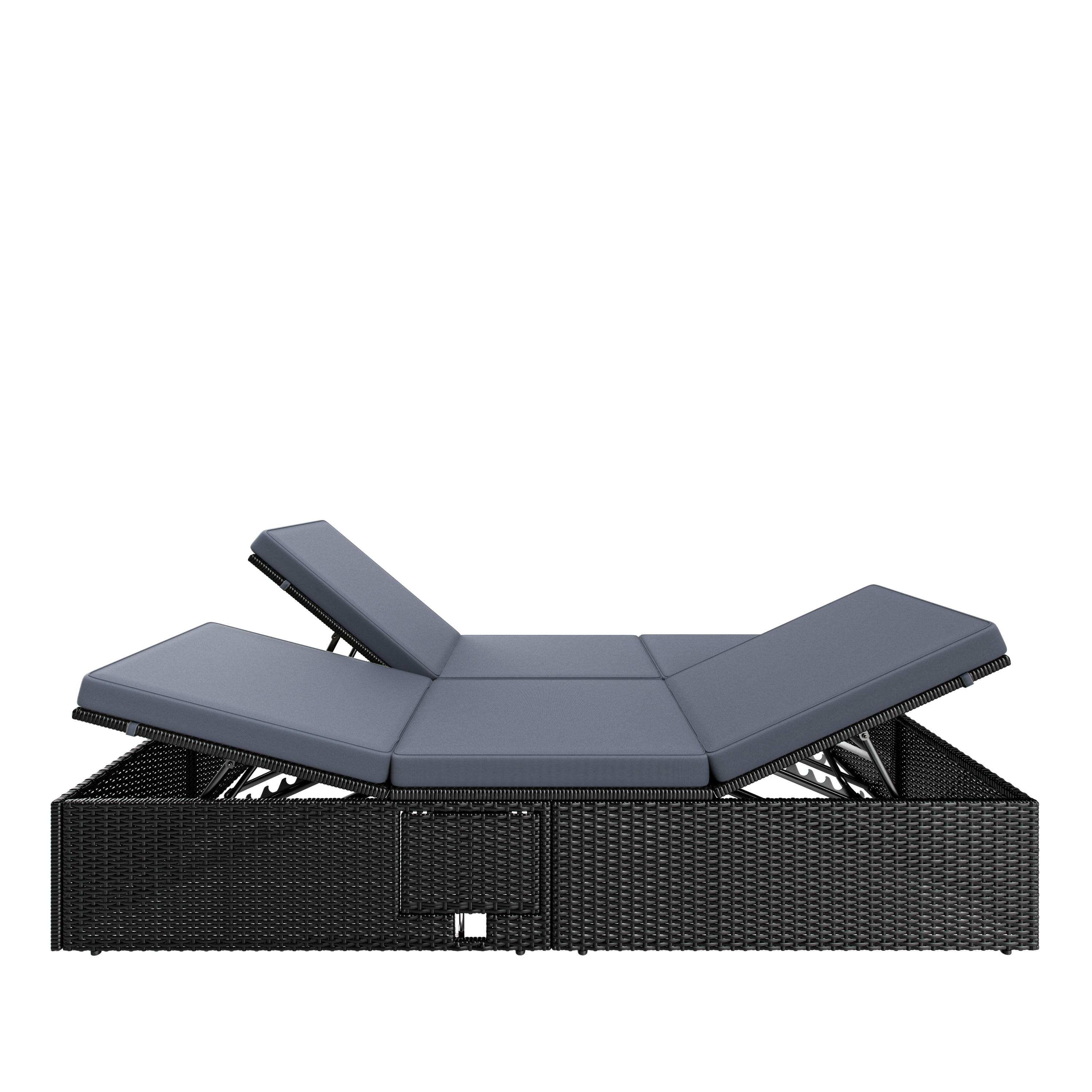 Polyrotan\u0020ligbed\u0020Zwart\u002FAntraciet\u0020200x115x33cm
