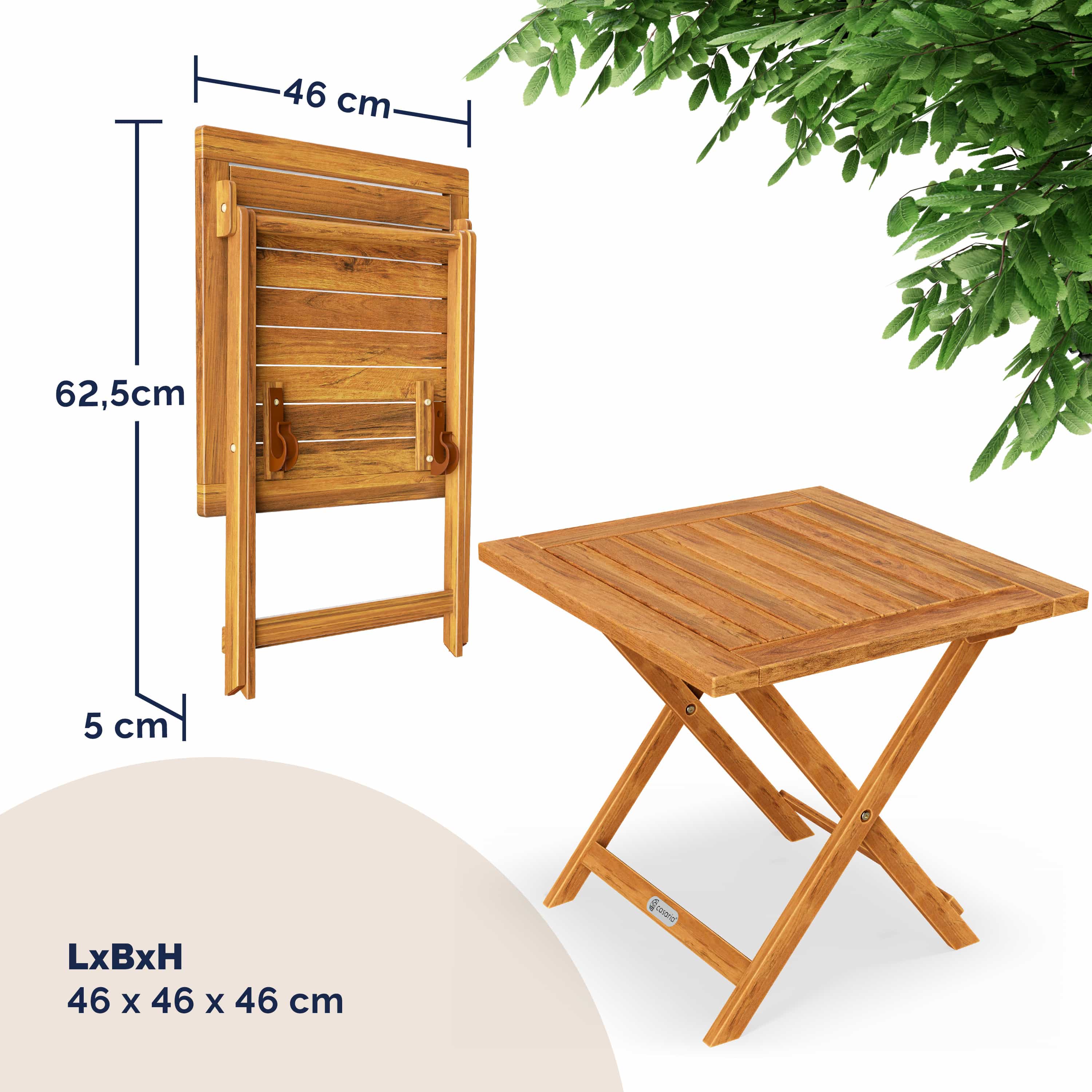 Bijzettafel\u0020Acaciahout\u002046x46cm\u0020Inklapbaar