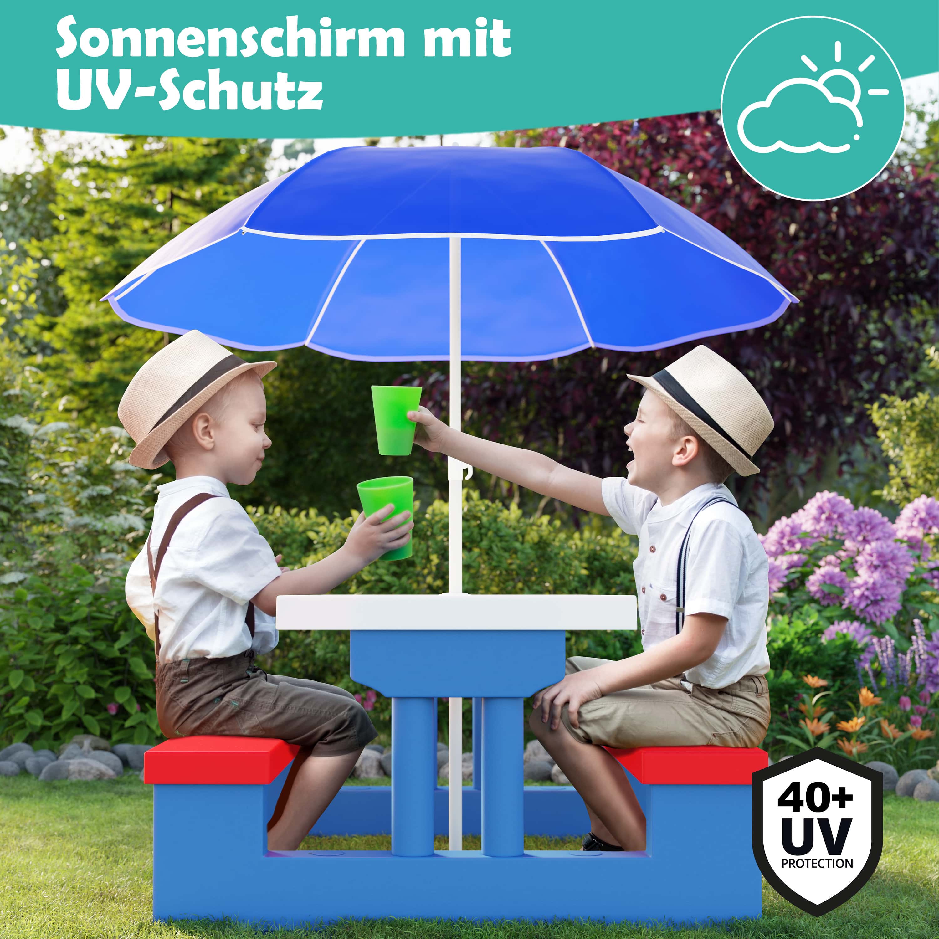 Picknicktafel\u0020voor\u0020Kinderen\u0020Kleurrijk\u0020met\u0020Parasol\u0020Kunststof Picknicktafel\u0020voor\u0020Kinderen\u0020Kleurrijk\u0020met\u0020Parasol\u0020Kunststof