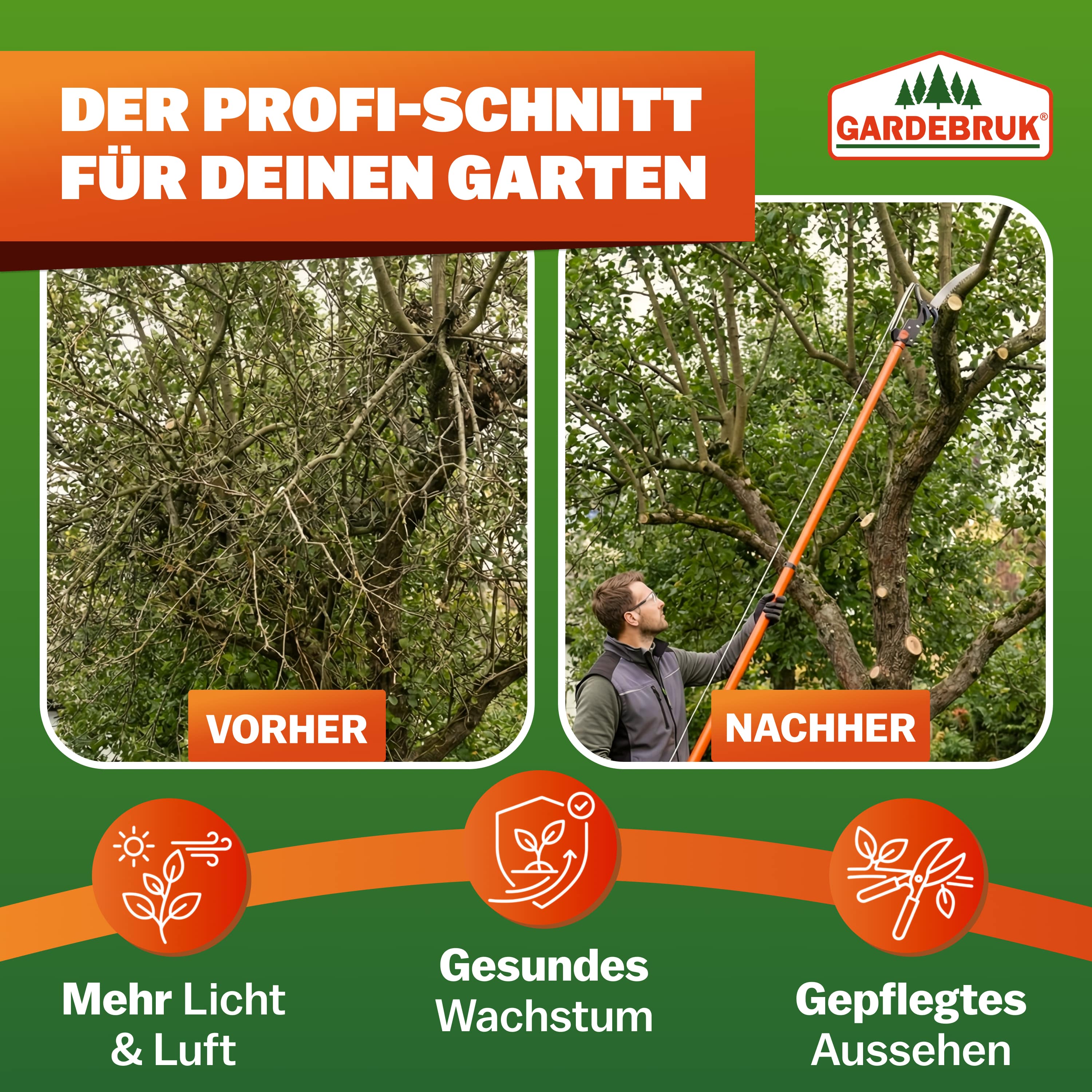 Telescopische\u0020Takkenzaag\u0020met\u0020Snoeischaar\u0020Oranje\u00202,60m