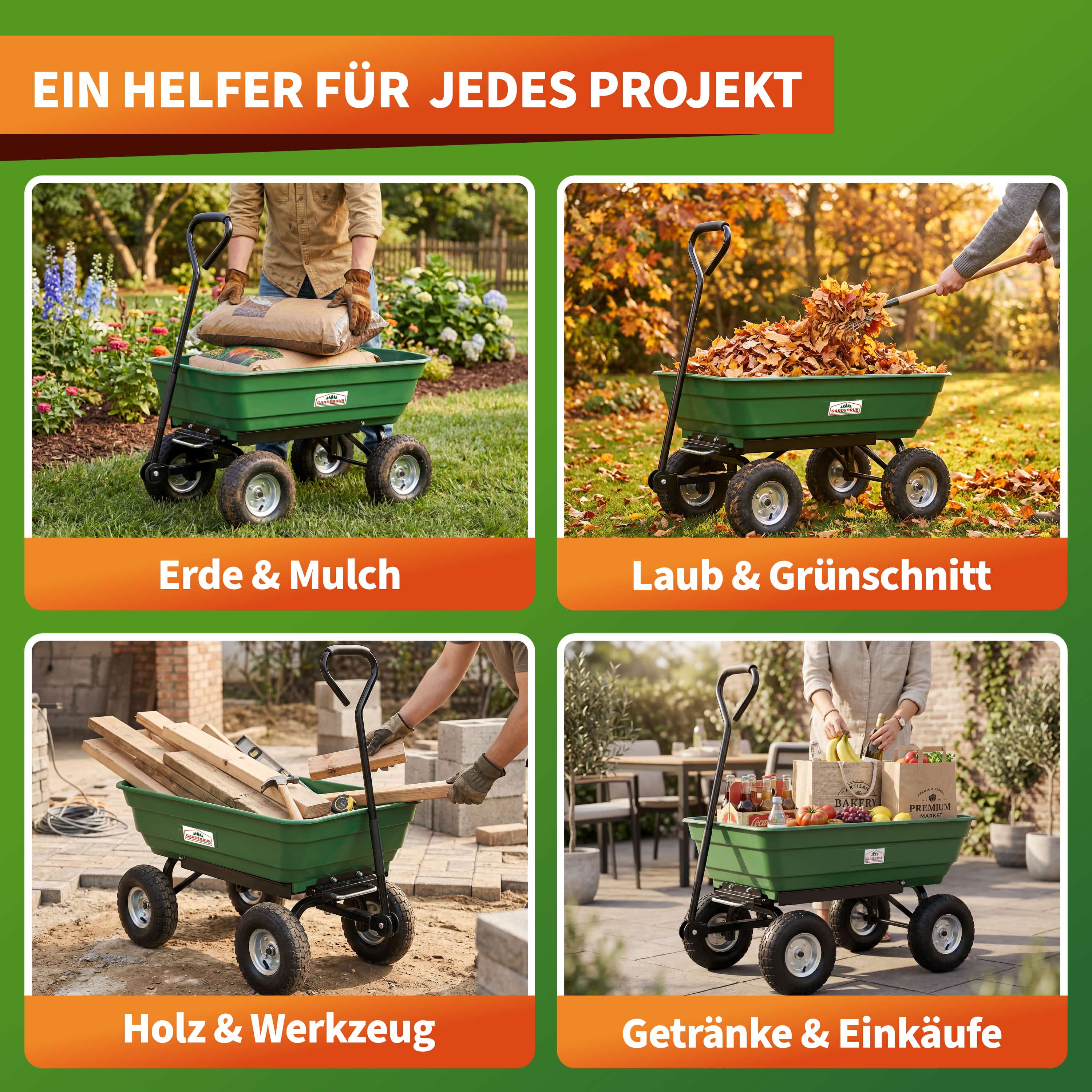 Bolderkar\u0020Groen\u0020Metaal\u0020Kunststof\u0020103x51x92,5cm