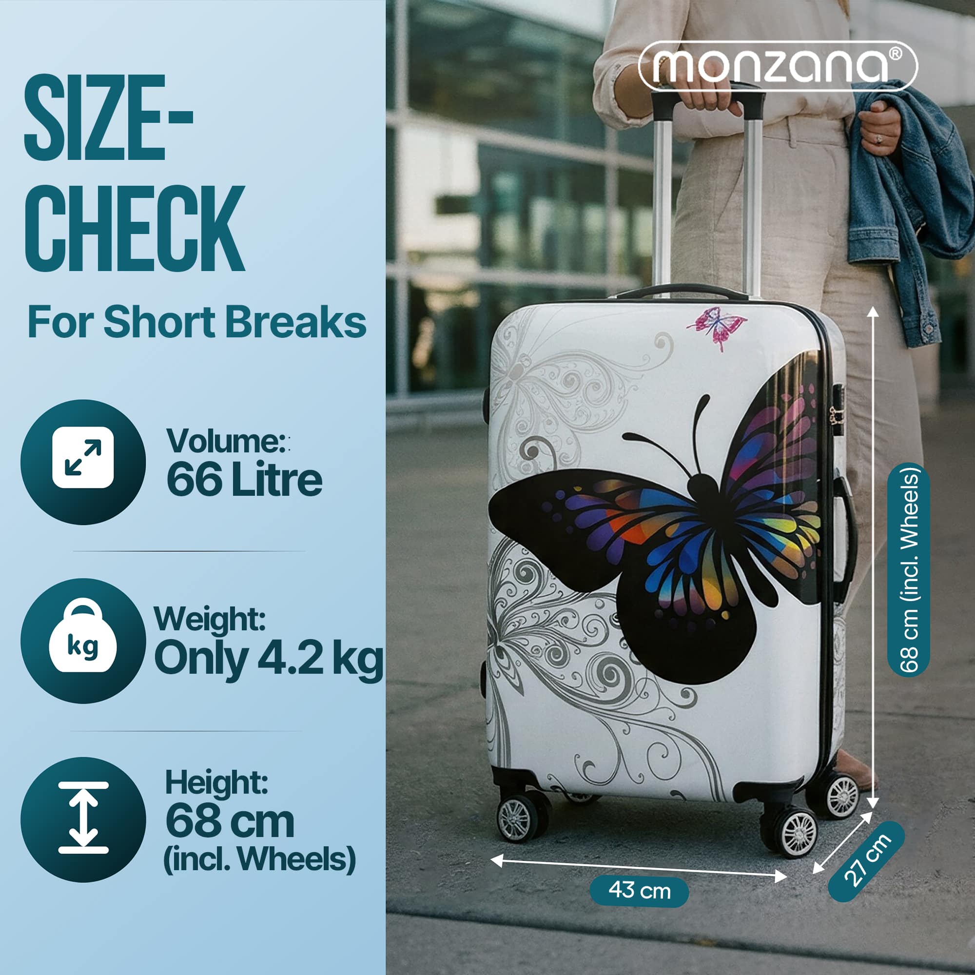 Reiskoffer\u0020Butterfly\u0020L\u0020Polycarbonaat\u002066L\u002068x43x27cm Reiskoffer\u0020Butterfly\u0020L\u0020Polycarbonaat\u002066L\u002068x43x27cm