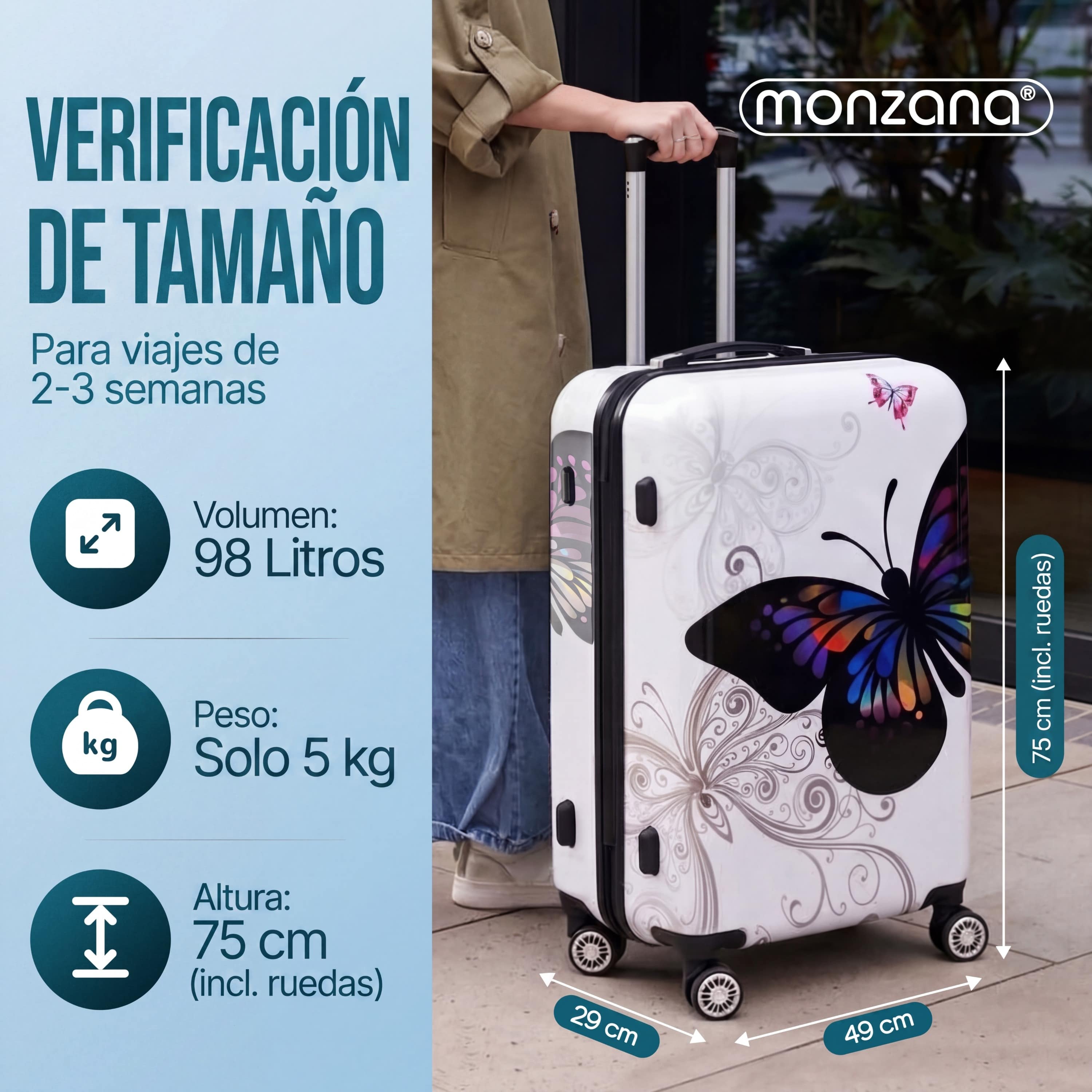 Reiskoffer\u0020Butterfly\u0020XL\u0020Polycarbonaat\u002098L\u002075x49x29cm