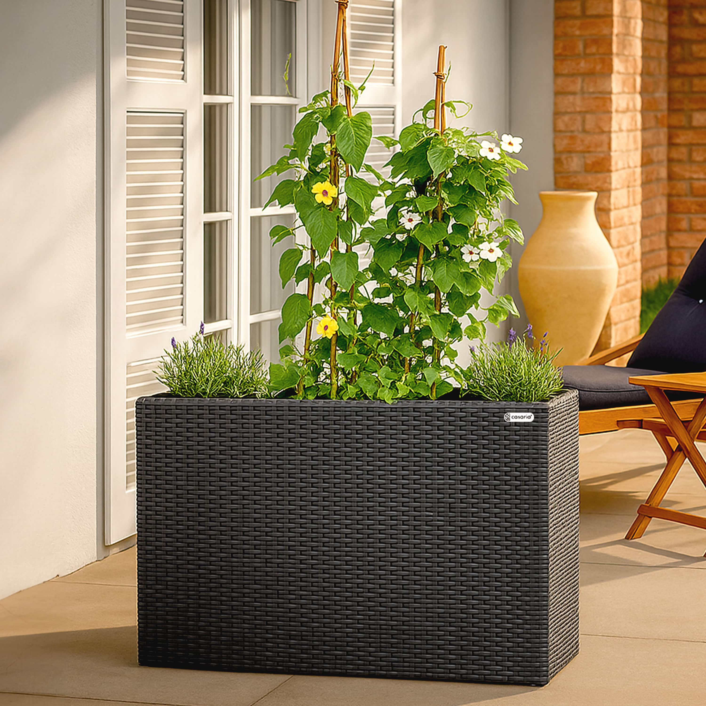 Polyrattan\u0020Bloempot\u0020Zwart\u002095x27x60cm Polyrattan\u0020Bloempot\u0020Zwart\u002095x27x60cm