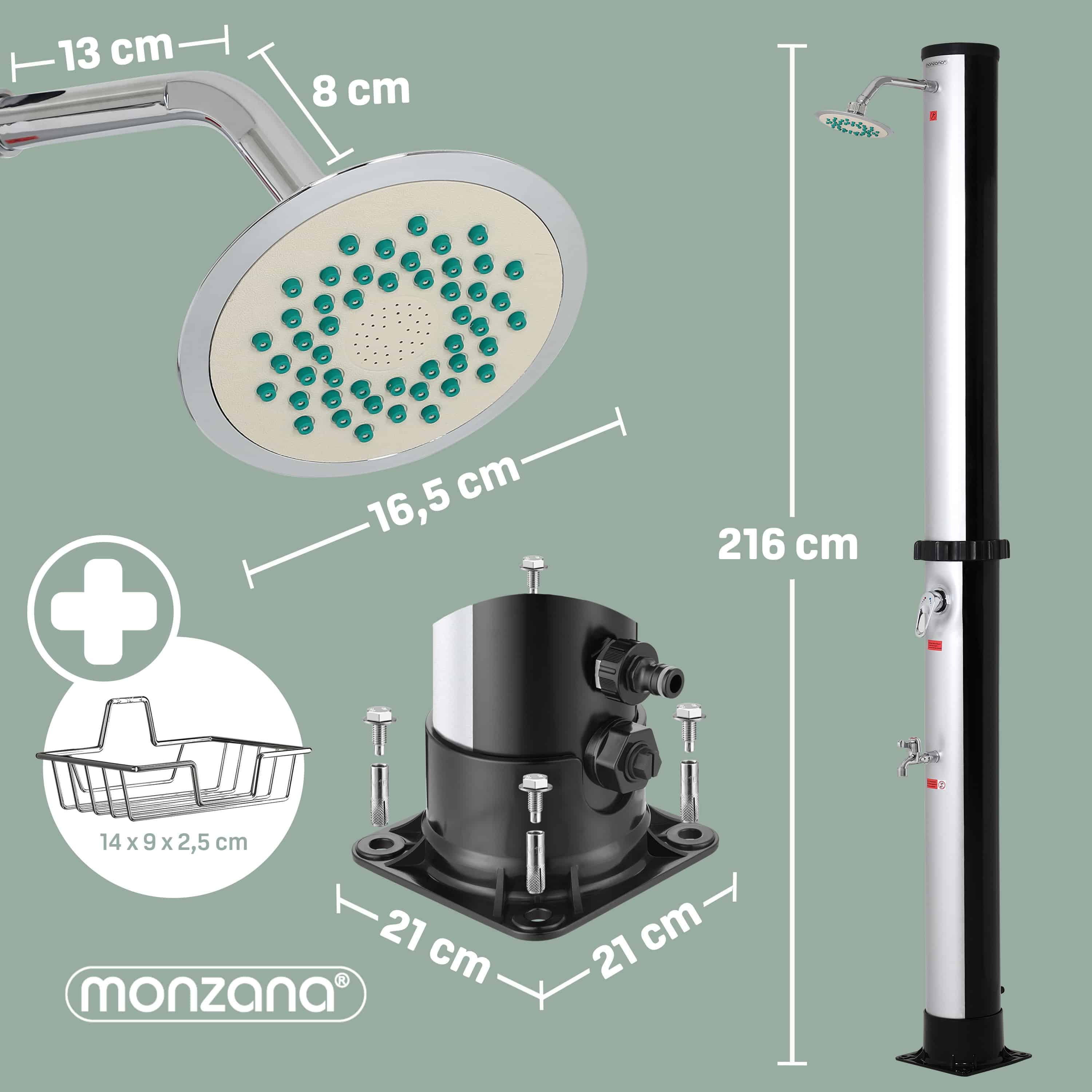 Buitendouche\u0020Solar\u0020ZilverZwart\u002035\u0020Liter