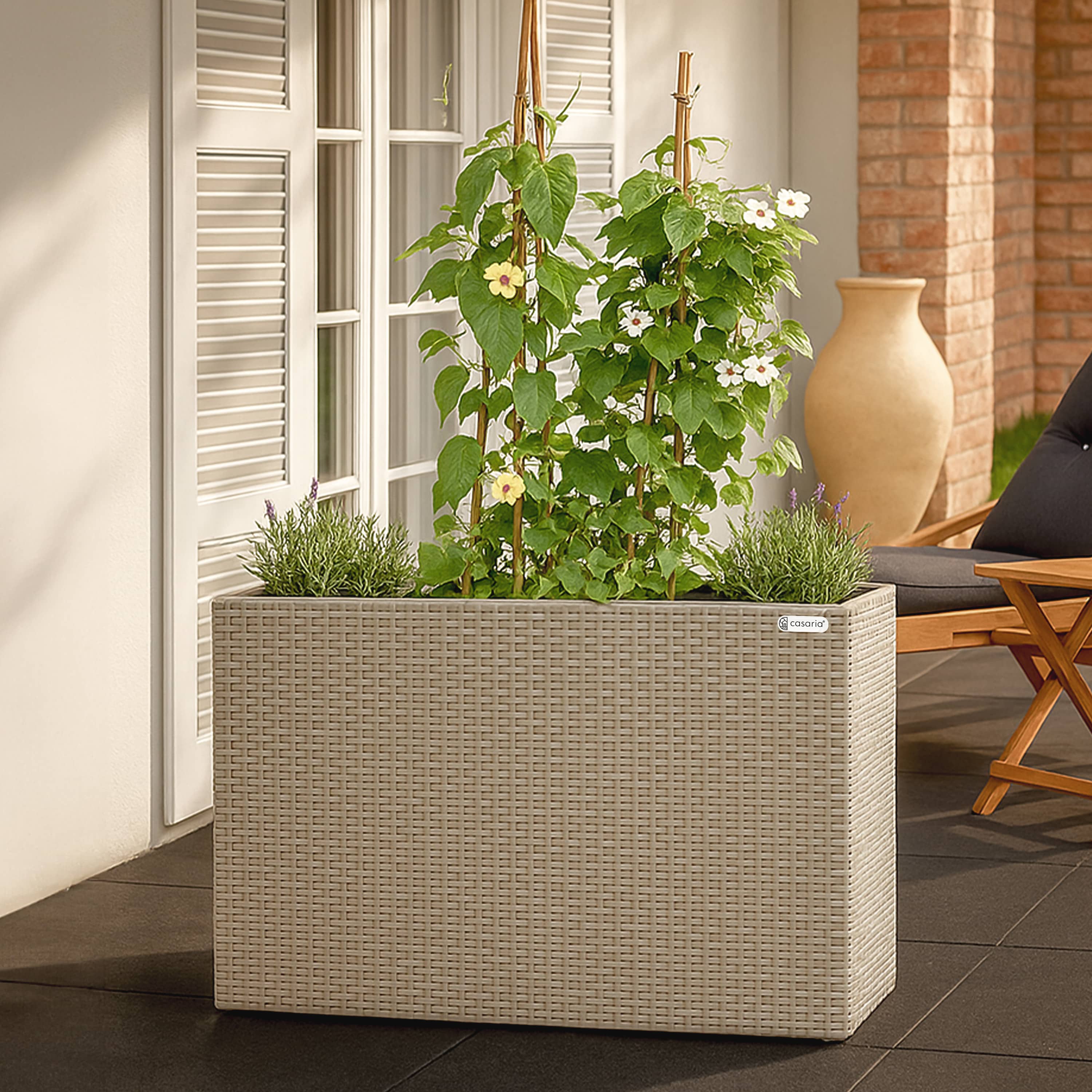 Polyrattan\u0020Bloembak\u0020Creme\u002095x27x60cm Polyrattan\u0020Bloembak\u0020Creme\u002095x27x60cm