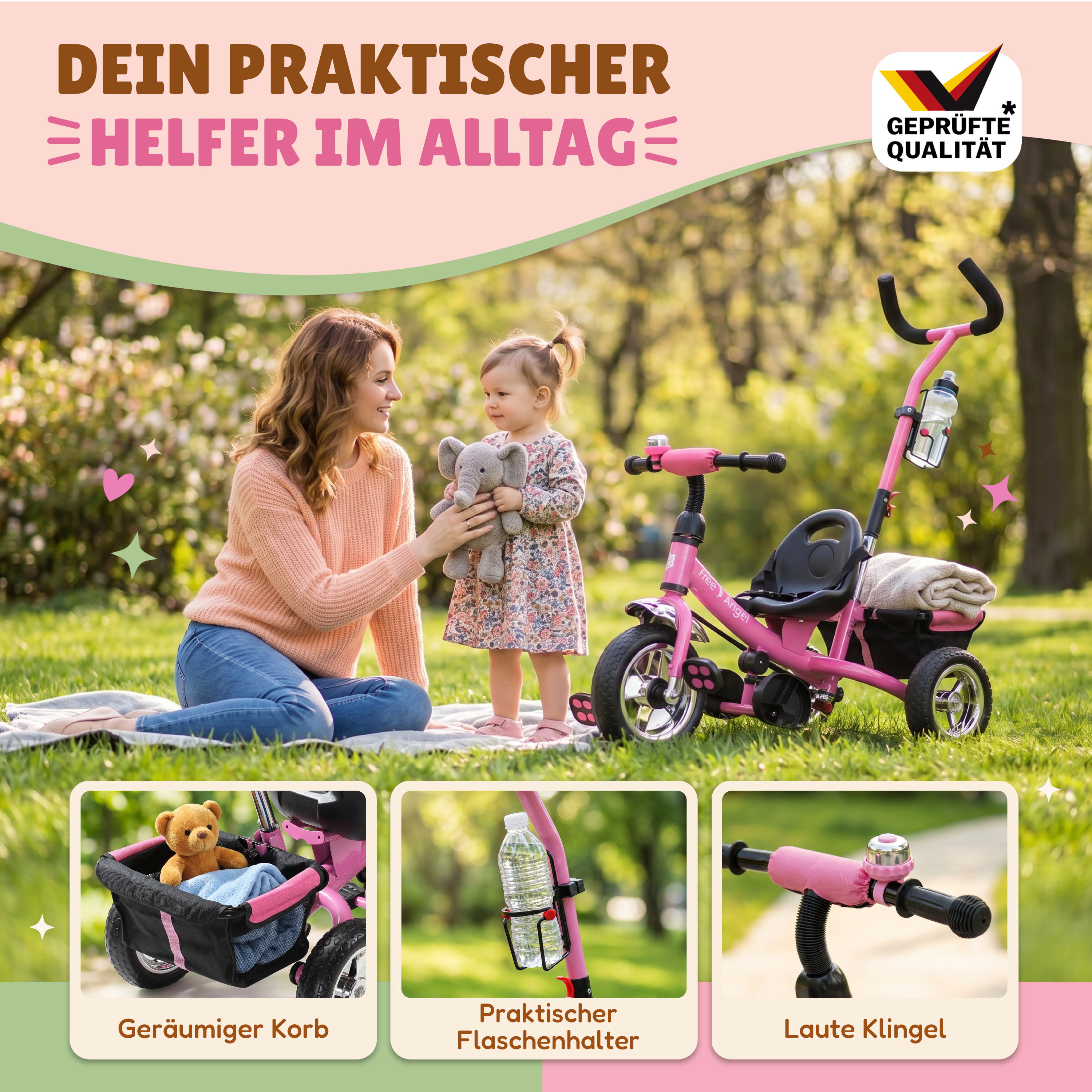 Kinderdriewieler\u0020Free\u0020Angel\u0020Metaal\u0020Roze Kinderdriewieler\u0020Free\u0020Angel\u0020Metaal\u0020Roze