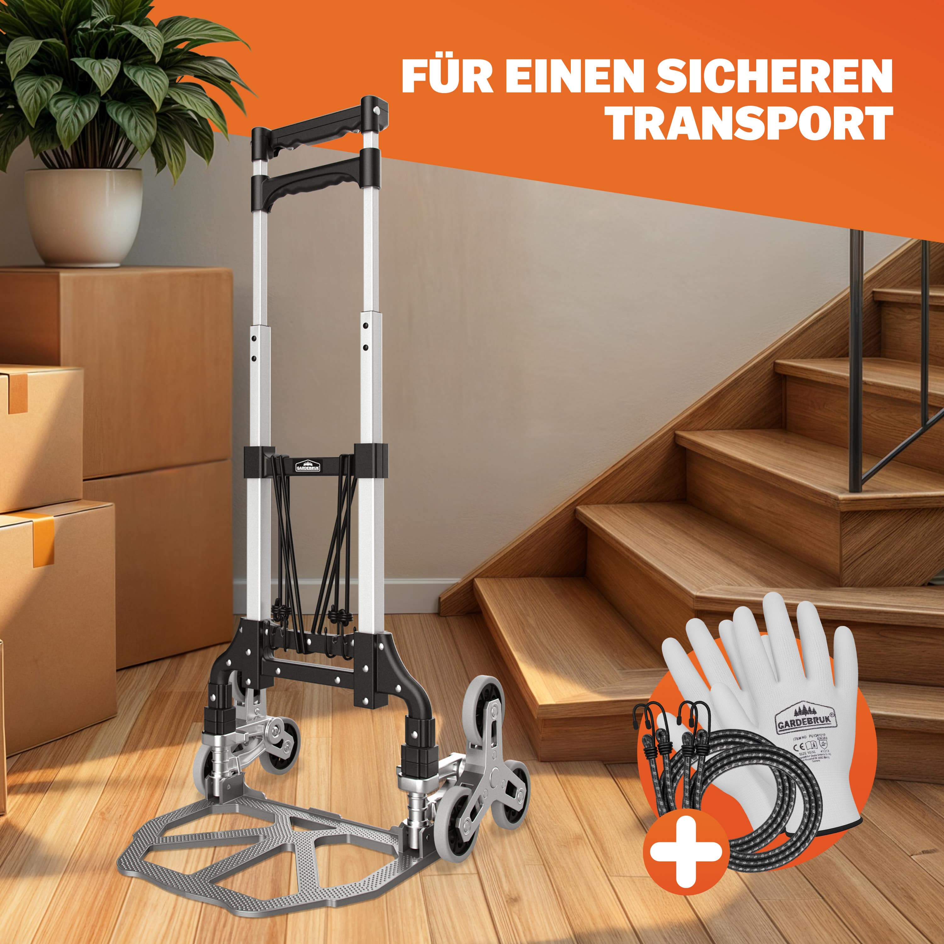 Steekwagen\u0020Zilver\u002FZwart\u0020aluminium\u002080kg\u0020Trap\u0020in\u0020hoogte\u0020verstelbaar