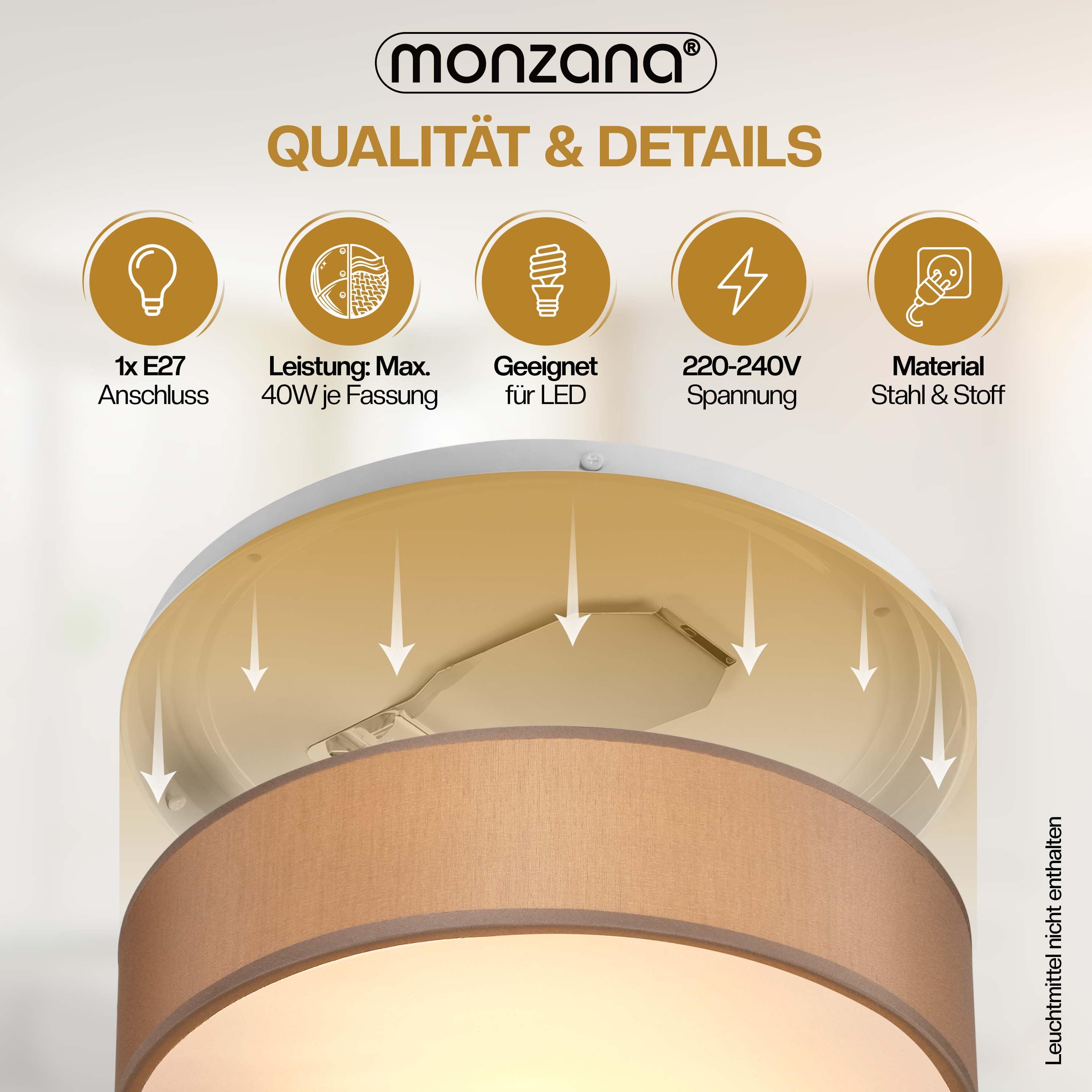 Plafondlamp\u0020Taupe\u0020Stof\u0020\u00F830cm Plafondlamp\u0020Taupe\u0020Stof\u0020\u00F830cm