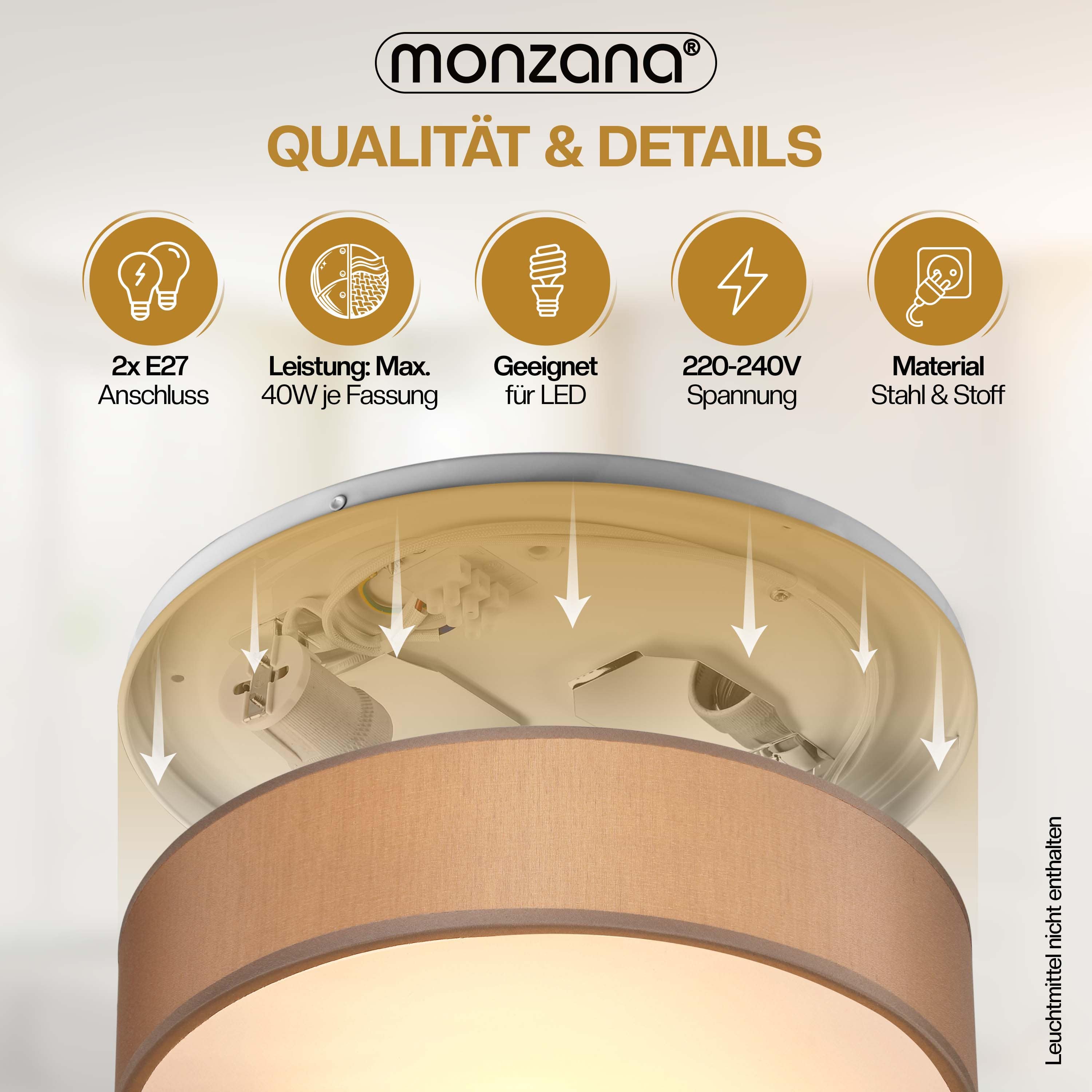 Plafondlamp\u0020Taupe\u0020Stof\u0020\u00F838cm Plafondlamp\u0020Taupe\u0020Stof\u0020\u00F838cm
