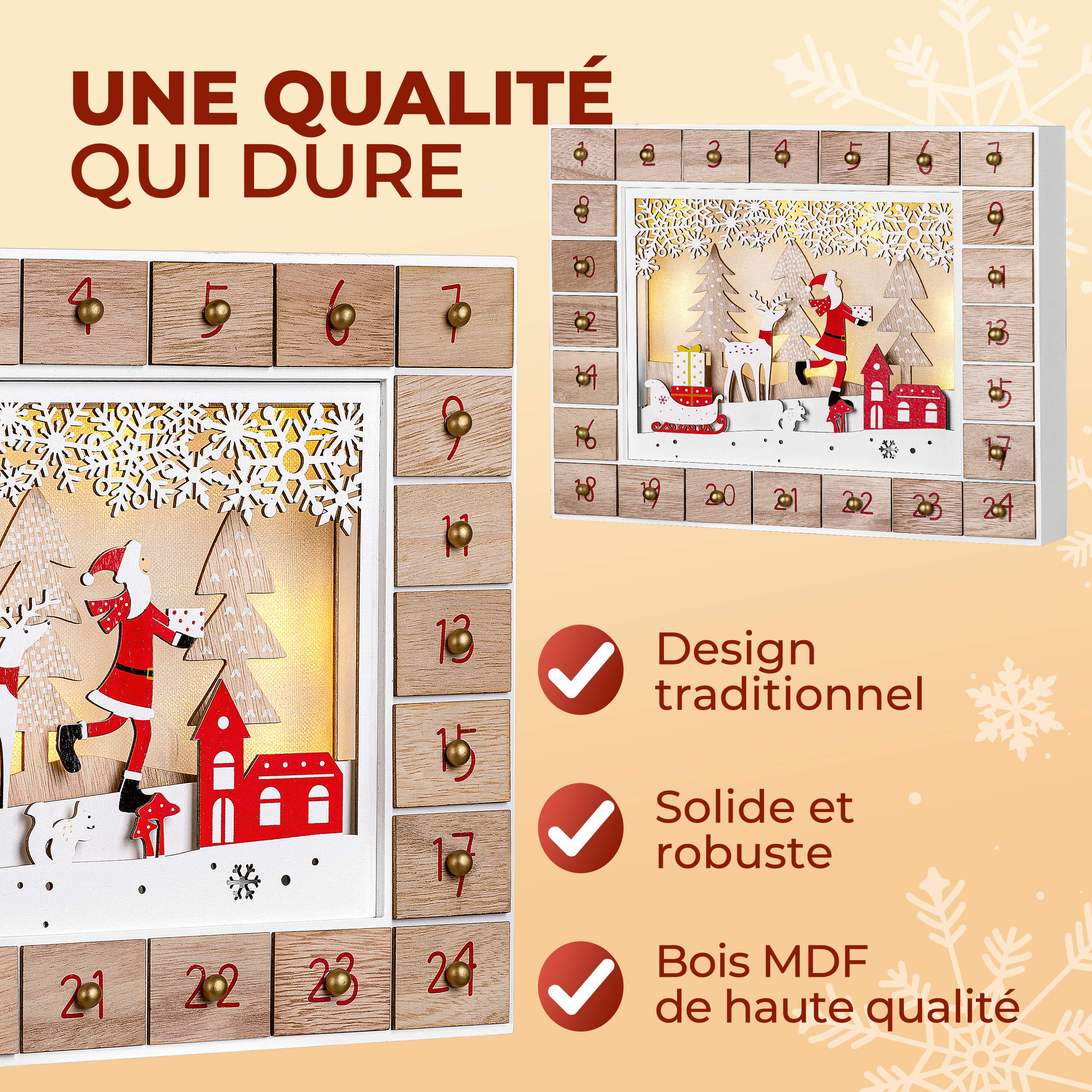 Adventskalender\u0020Kerstman\u0020Hout\u0020LED Adventskalender\u0020Kerstman\u0020Hout\u0020LED