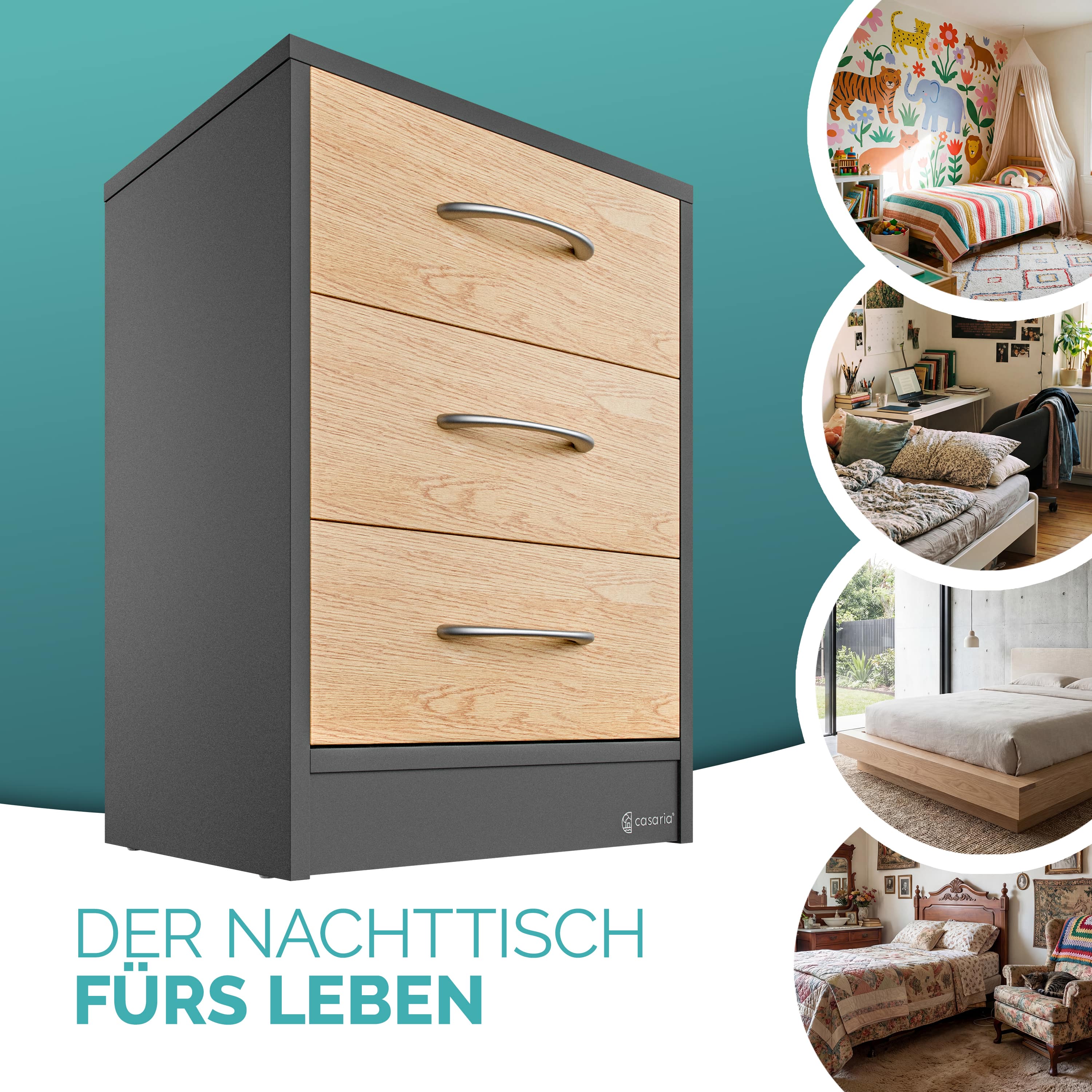 Nachtkastje\u0020Eloise\u0020Hout\u002FGrijs\u002054x39x28cm Nachtkastje\u0020Eloise\u0020Hout\u002FGrijs\u002054x39x28cm