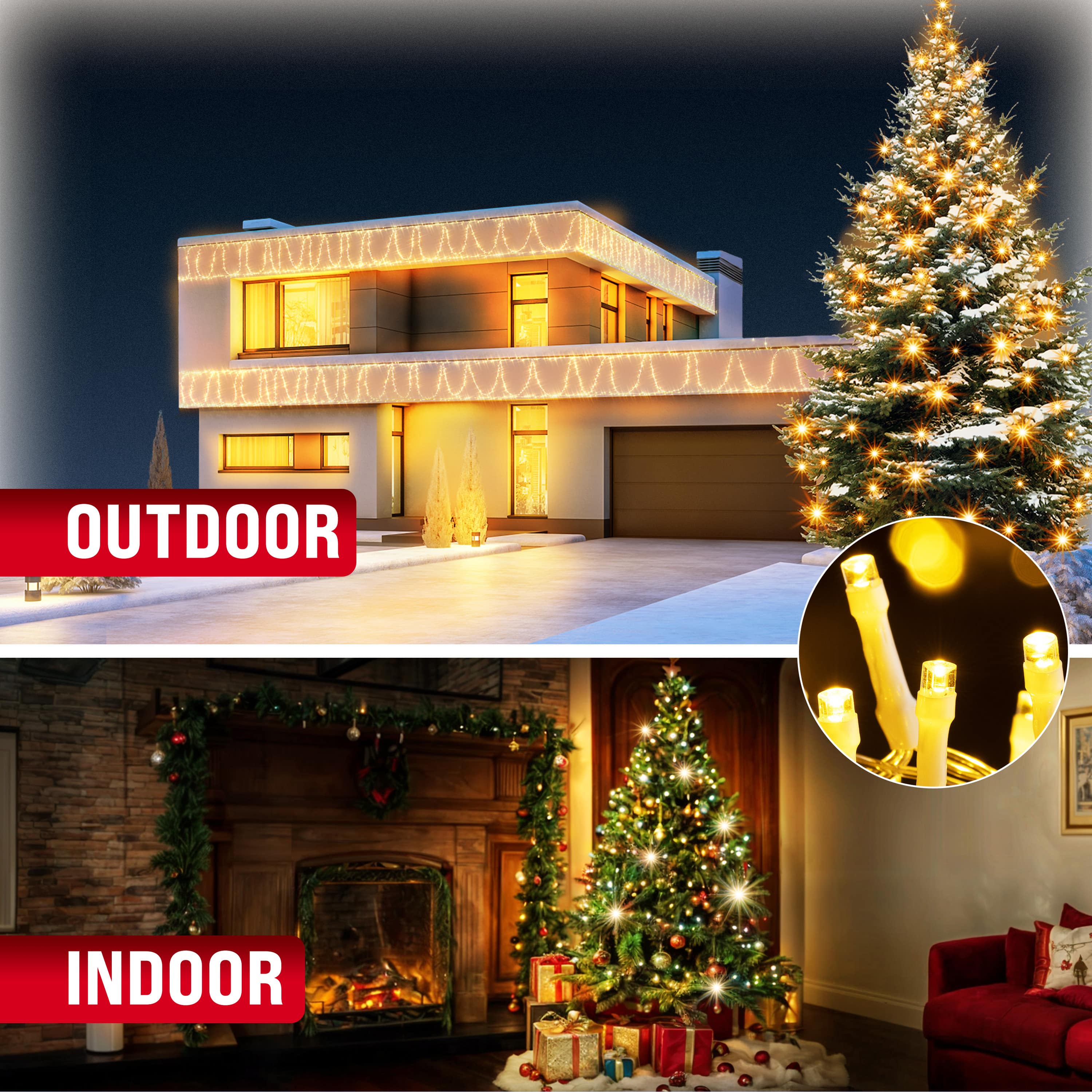 Kerstverlichting\u0020Warmwit\u002040m\u0020transparant