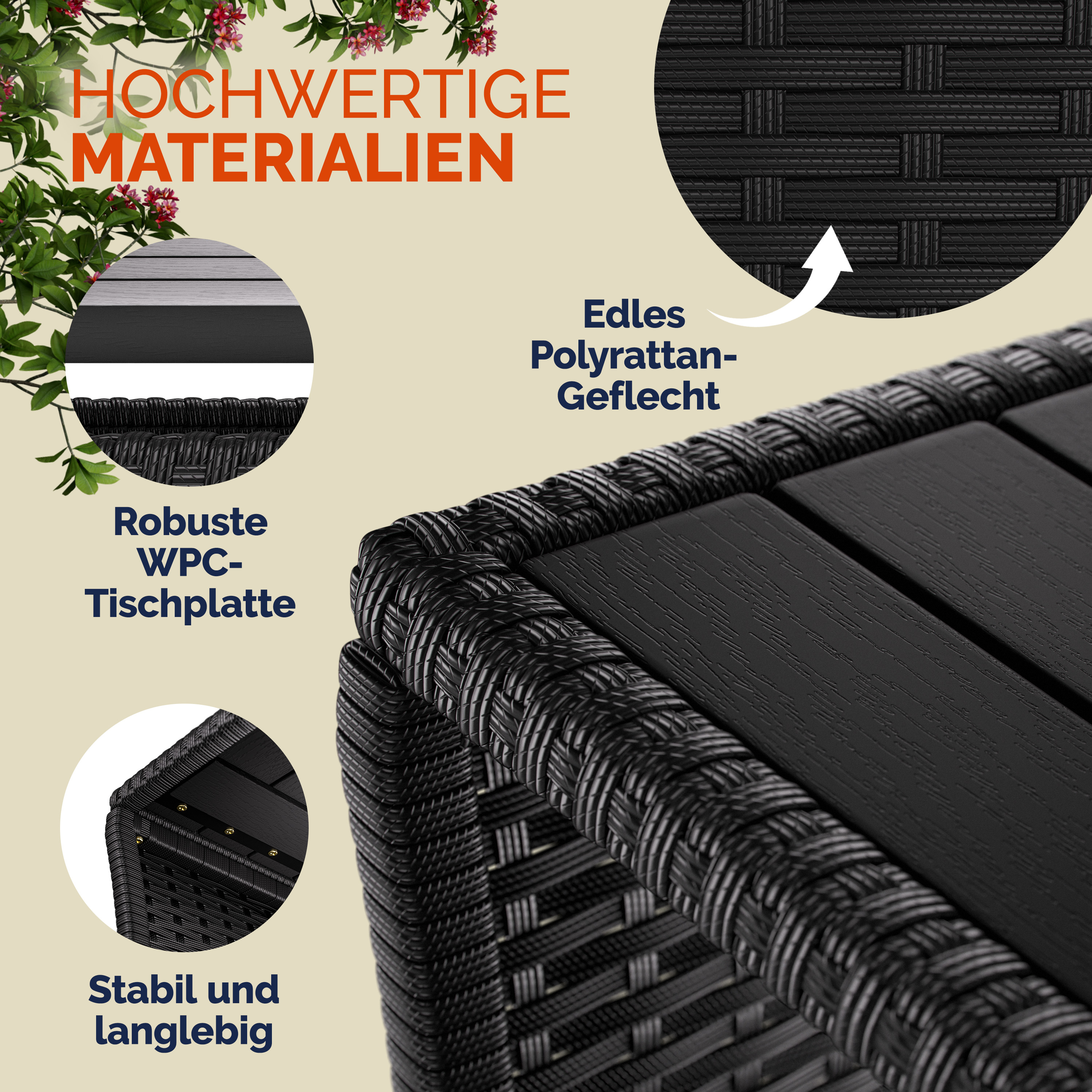 Polyrotan\u0020Bijzettafel\u0020Vedis\u0020Zwart\u002045x45x40cm Polyrotan\u0020Bijzettafel\u0020Vedis\u0020Zwart\u002045x45x40cm