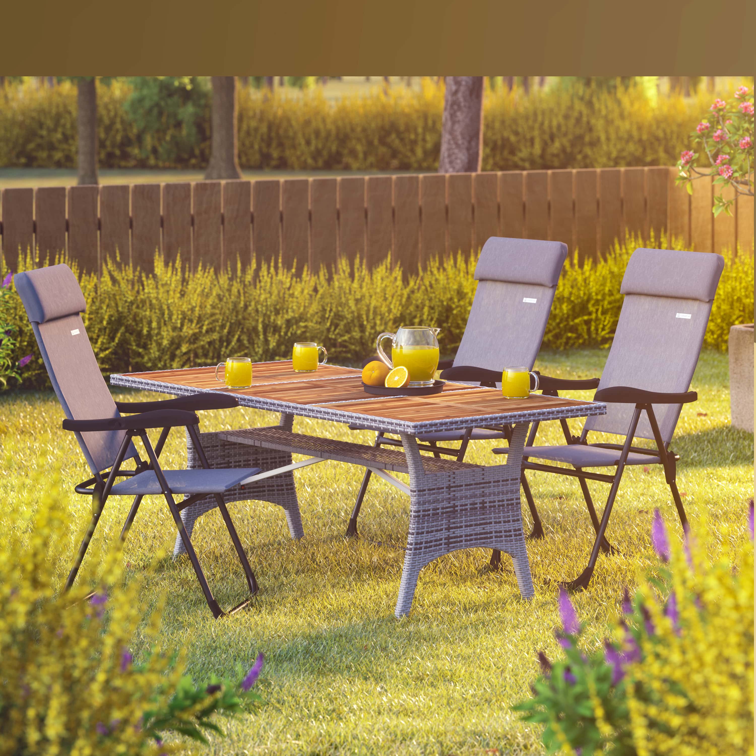 Tuinstoel\u0020met\u0020Hoge\u0020Rugleuning\u00202\u0020Stuks\u0020Grijs\u002Dmelange\u0020Aluminium