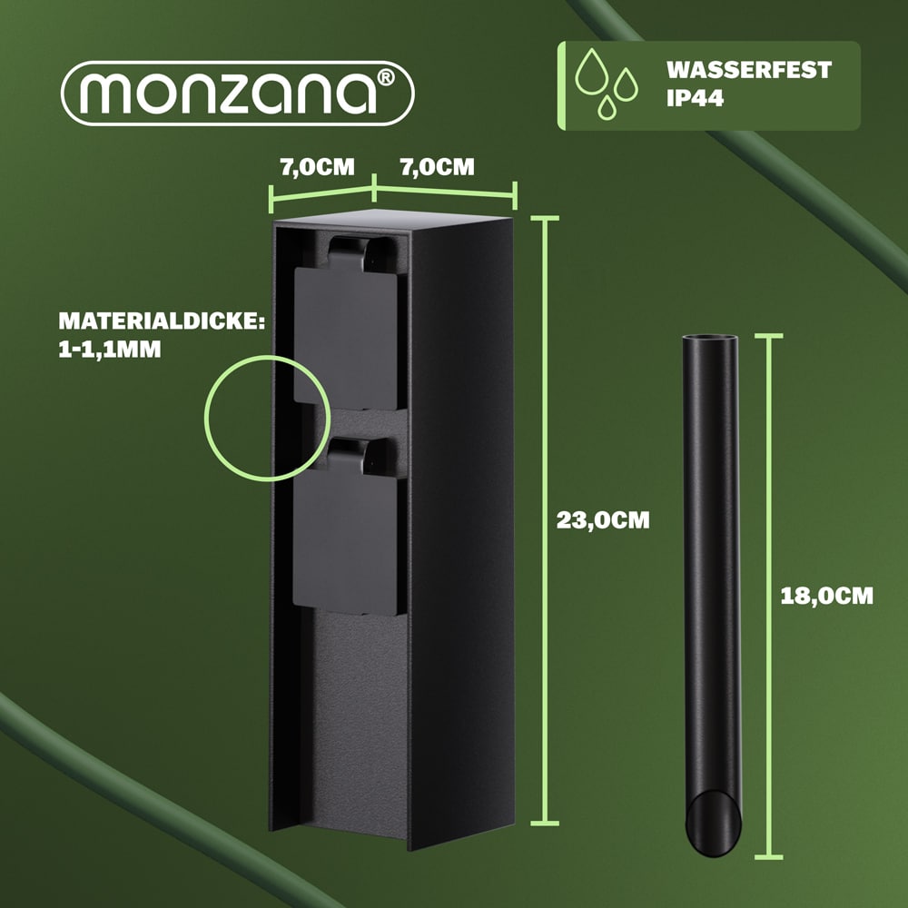 Tuinstopcontact\u0020zwart\u00202\u002Dpolige\u0020stekker\u002023x7x7cm