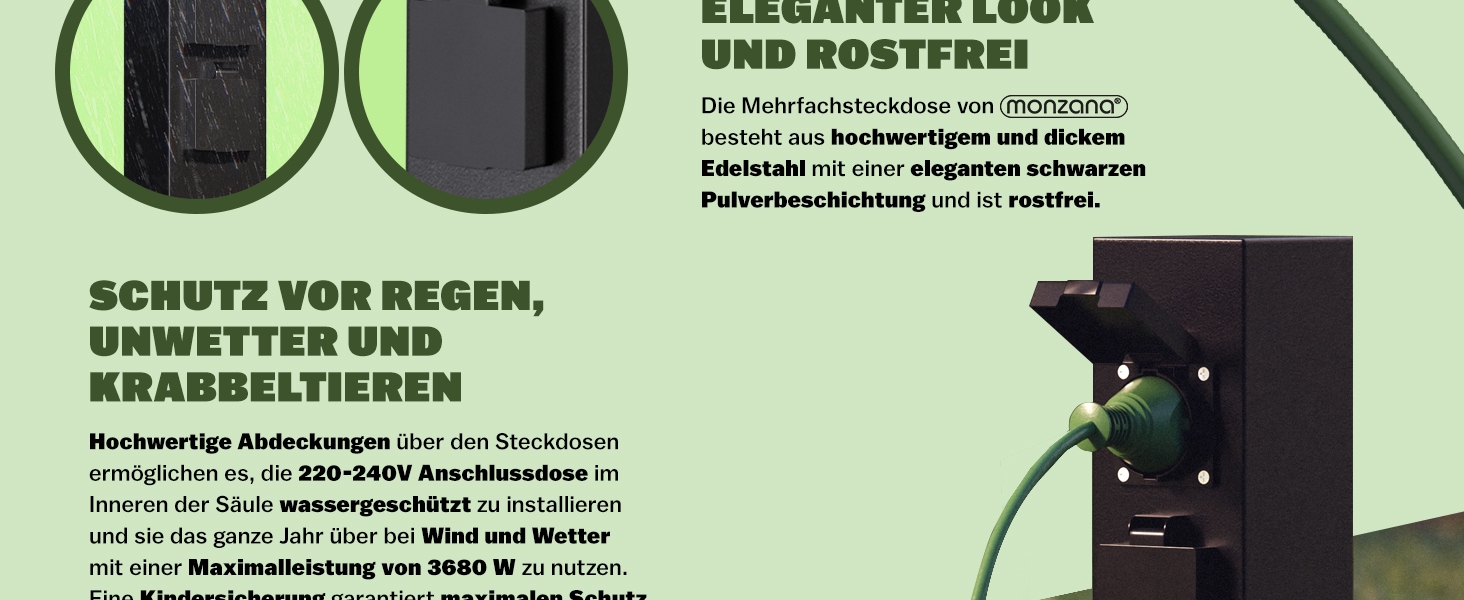 Tuinstopcontact\u0020Zwart\u00204\u002Dvoudig\u002038x12,5x12,5cm