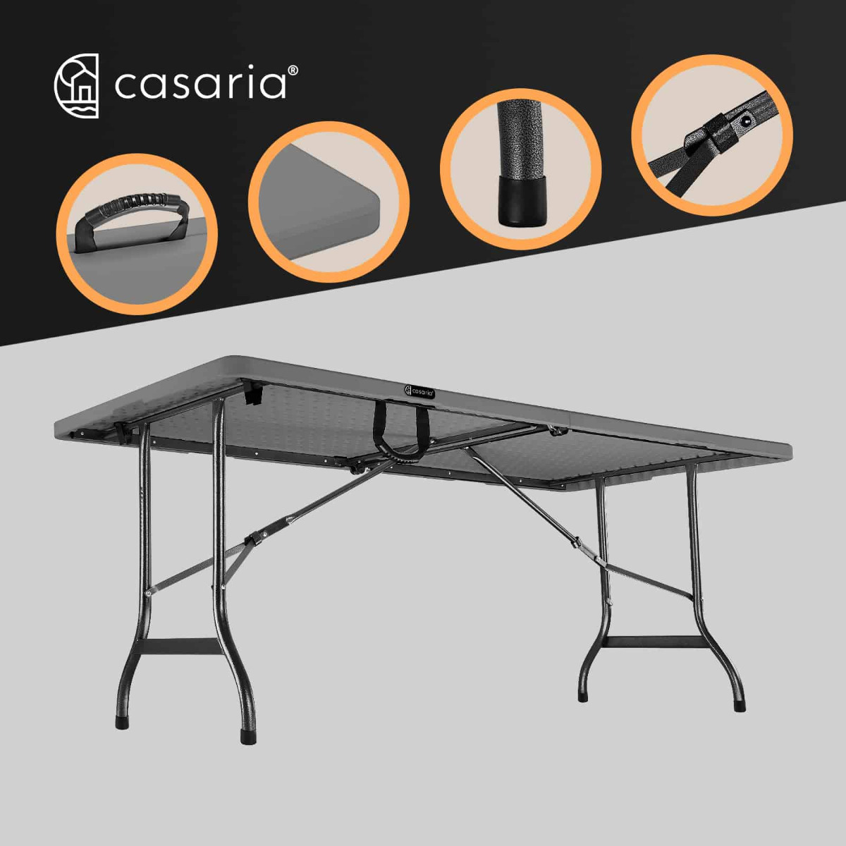 Buffettafel\u0020Zwart\u0020Kunststof\u0020183x76cm\u0020Opvouwbaar