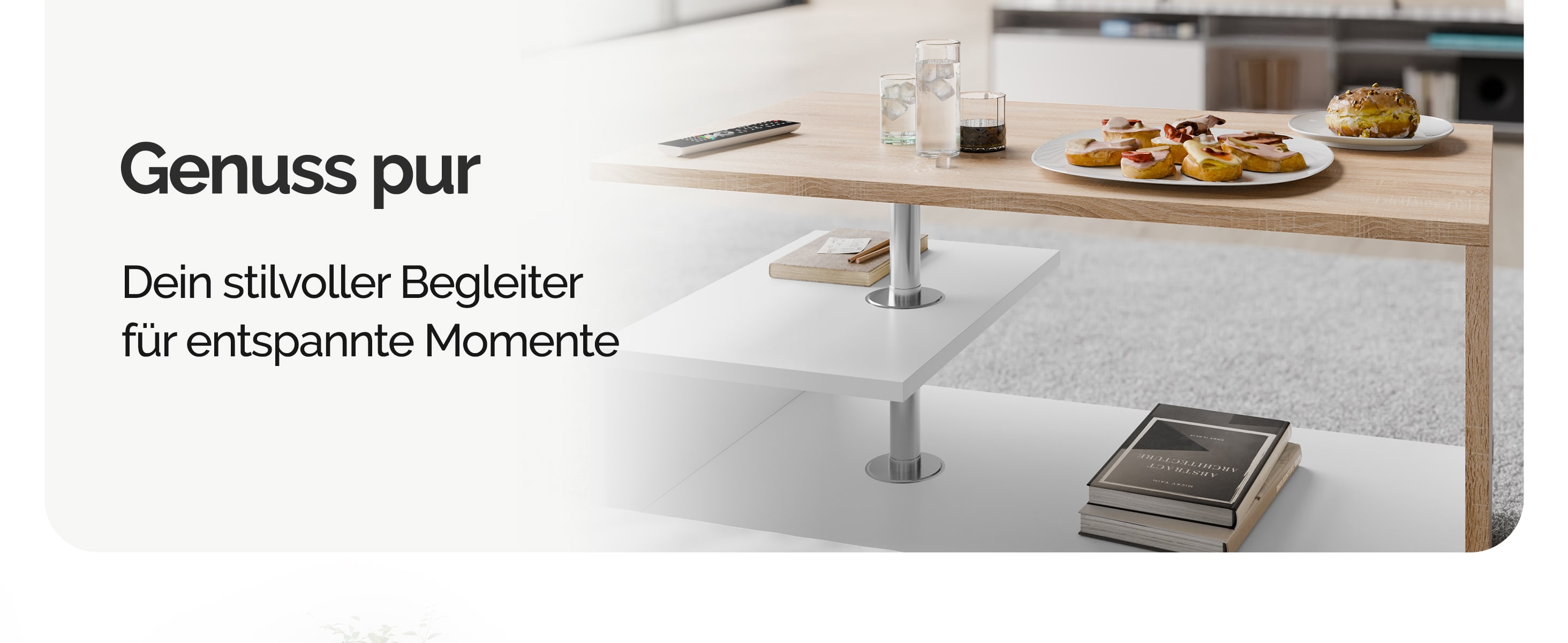 Salontafel\u0020Orlando\u0020Wit\u002FEik\u002095x55x50cm
