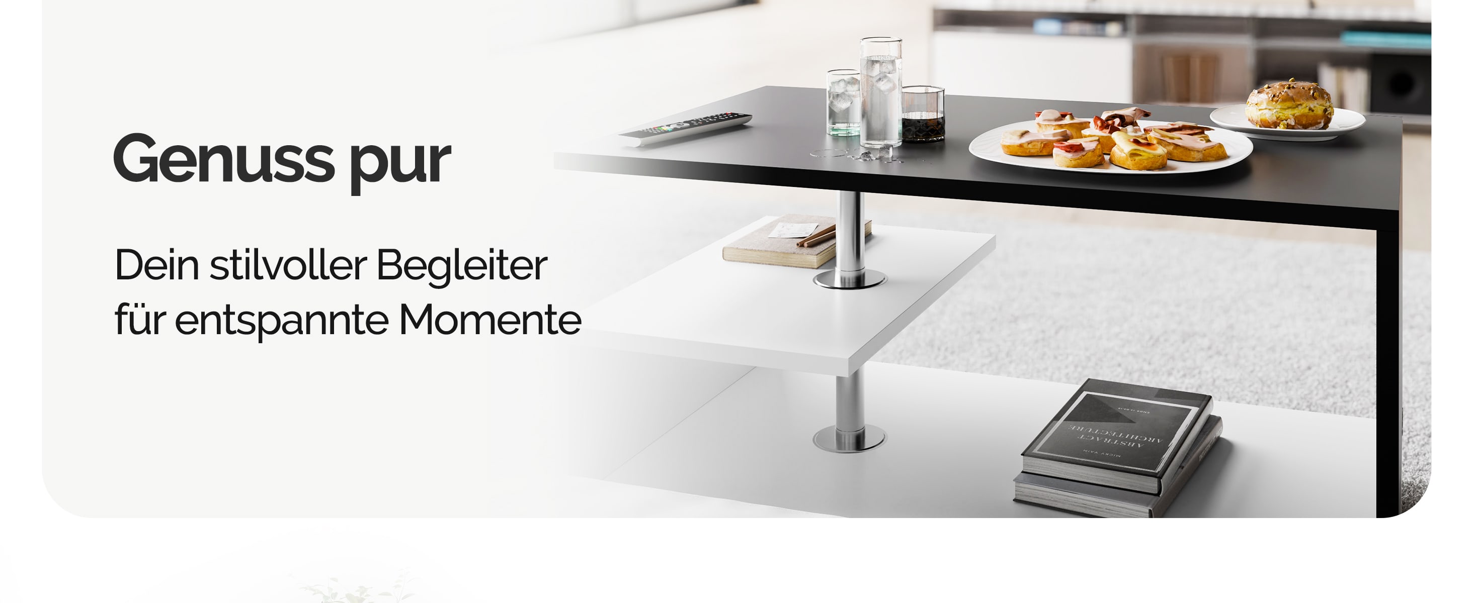 Salontafel\u0020Orlando\u0020Wit\u002FZwart\u002095x55x50cm