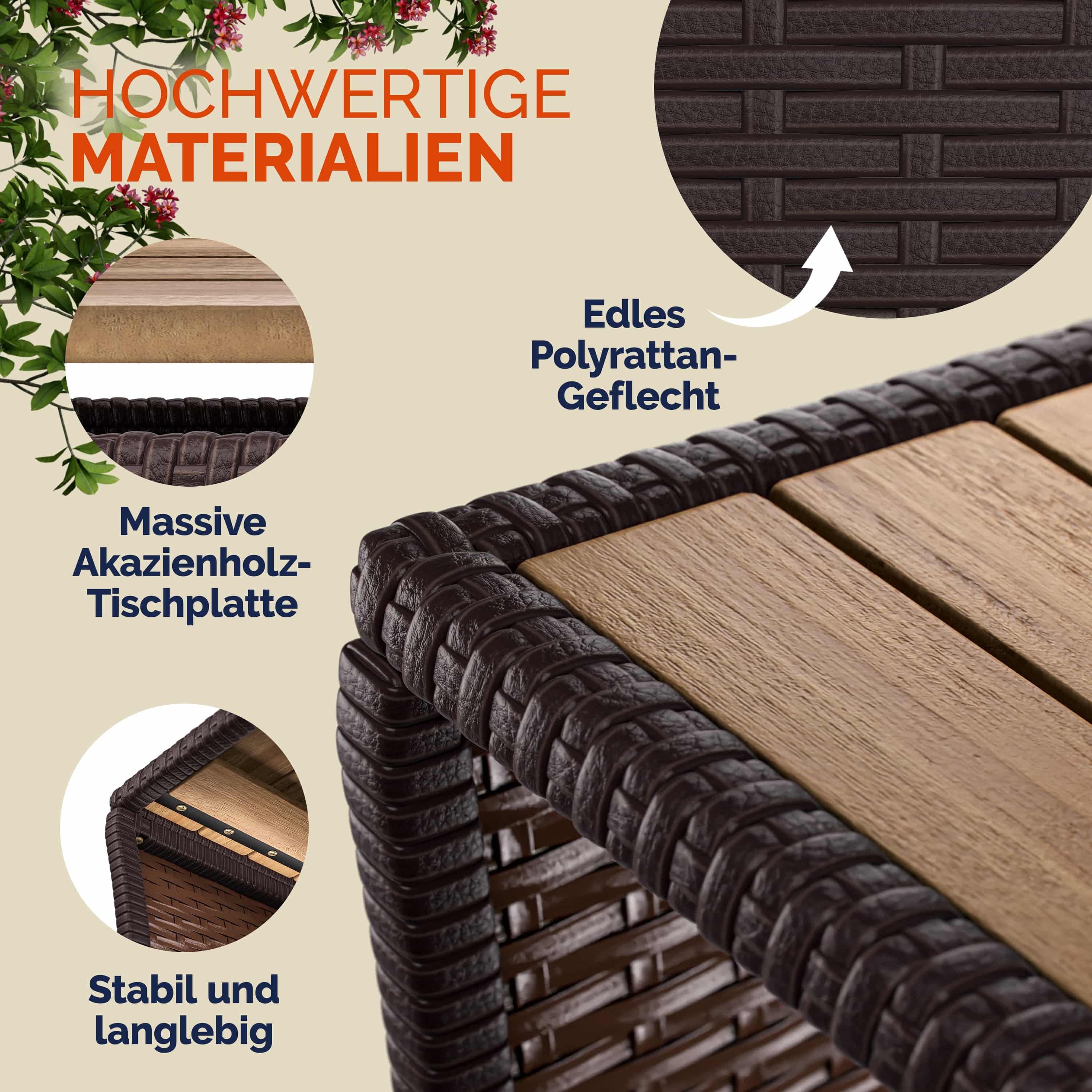 Polyrattan\u0020bijzettafel\u0020bruin\u002045x45x40cm