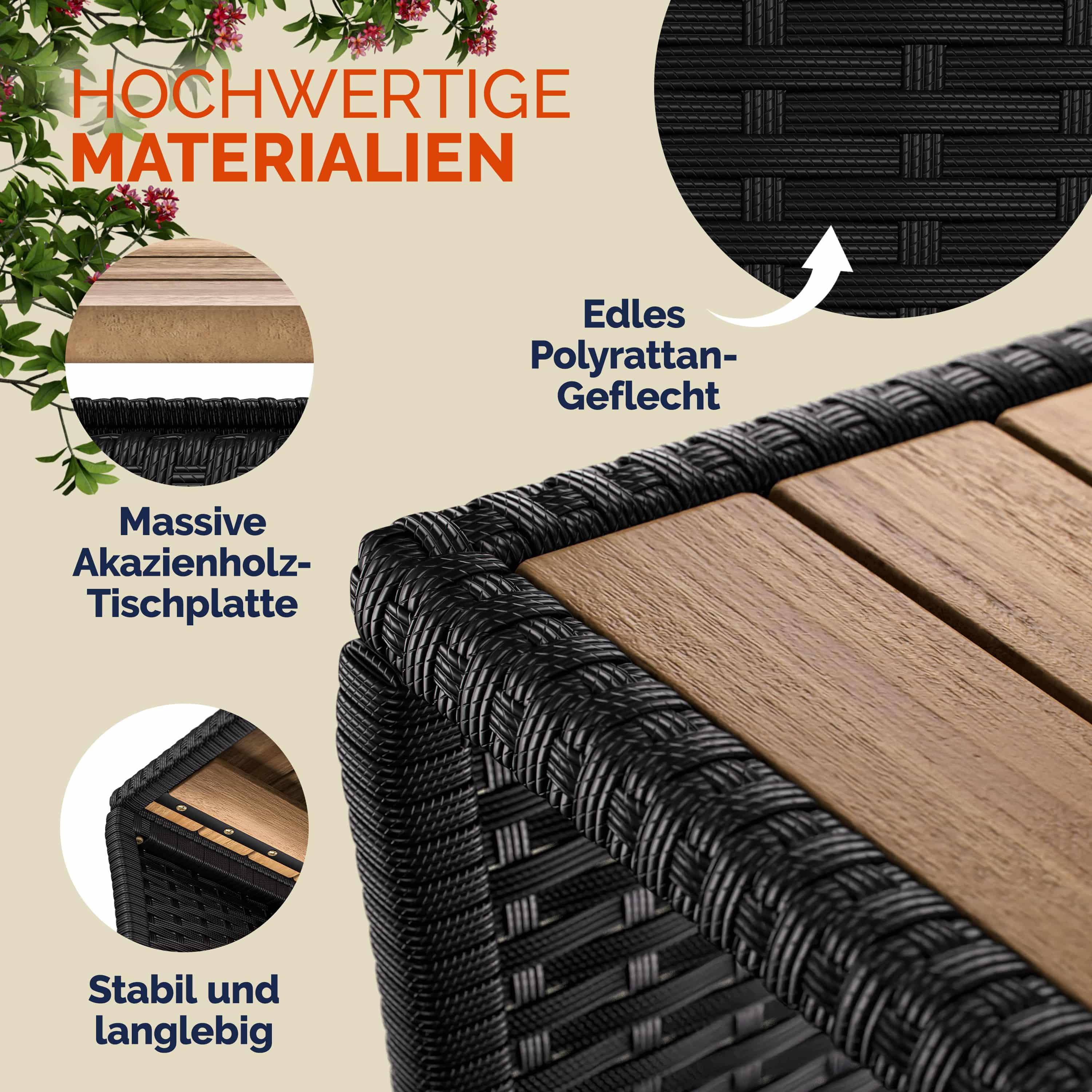 Polyrattan\u0020bijzettafel\u0020zwart\u002045x45x40cm