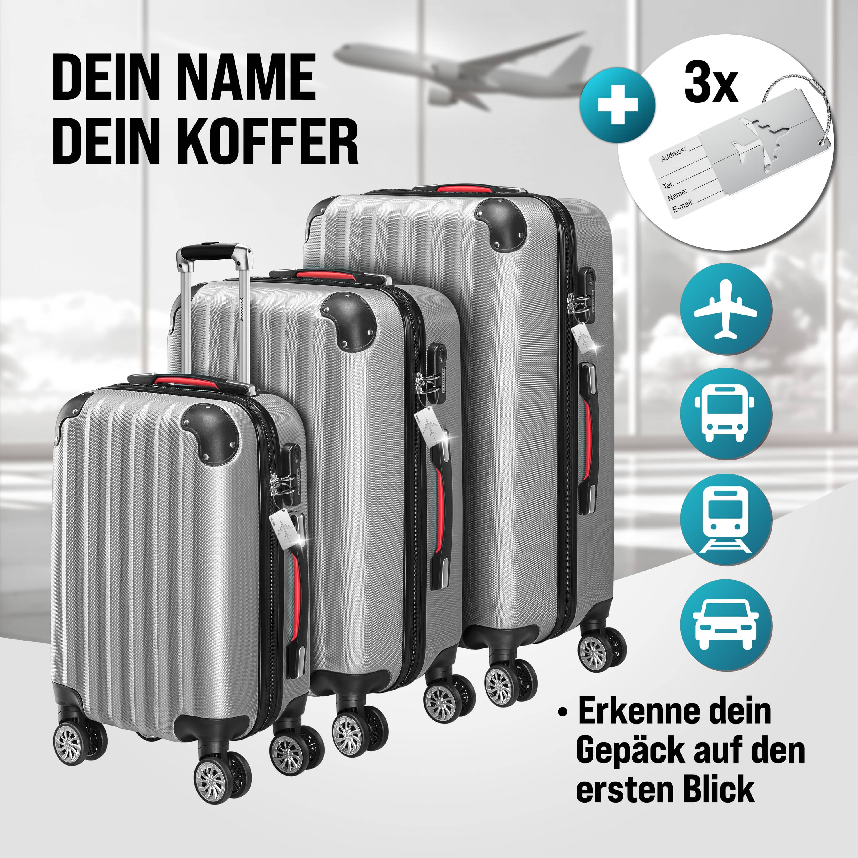 Reiskoffers\u0020Baseline\u00203\u002Ddelige\u0020Zilver\u0020ABS\u0020accessoires