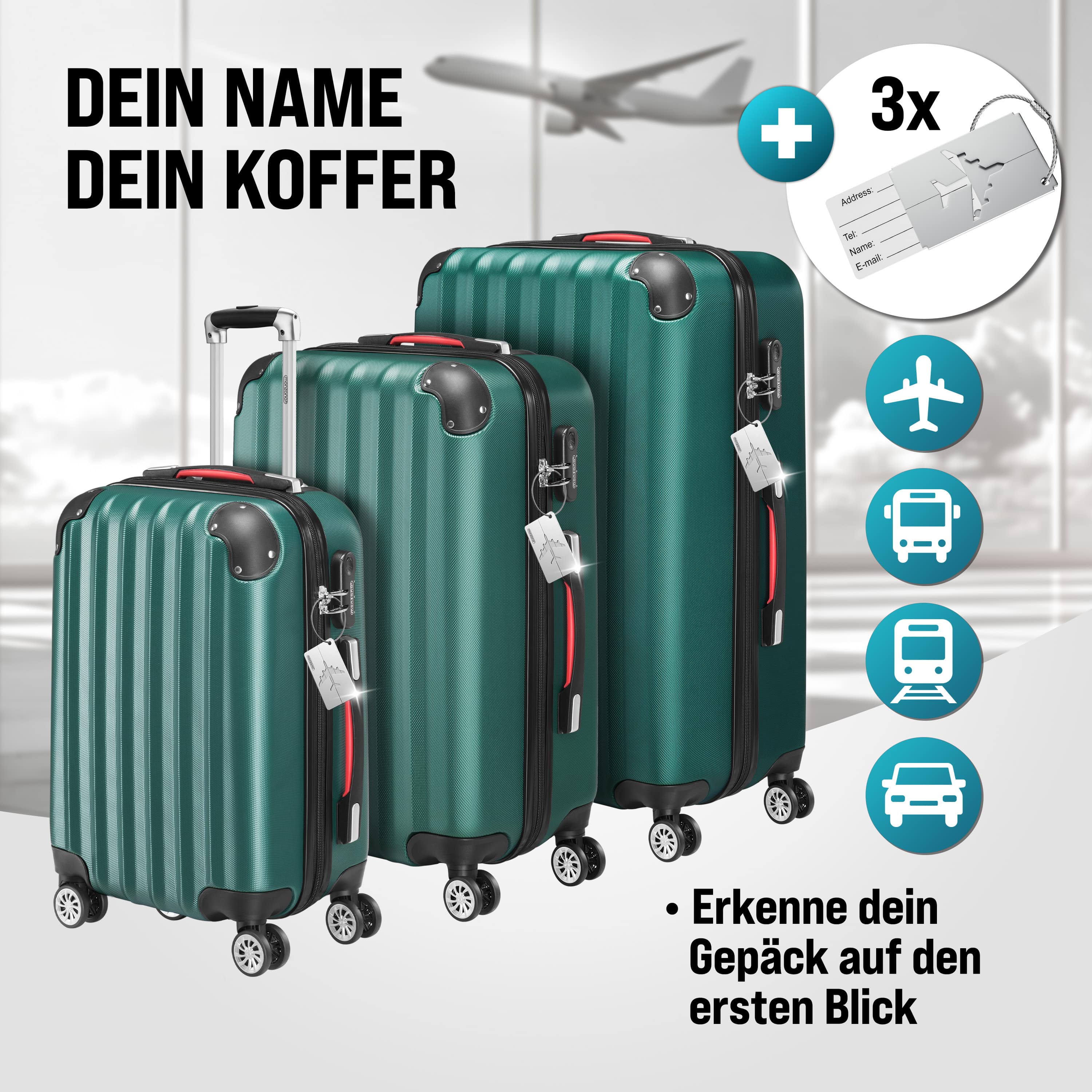 Reiskoffers\u0020Baseline\u00203\u002Ddelige\u0020Groen\u0020ABS\u0020accessoires