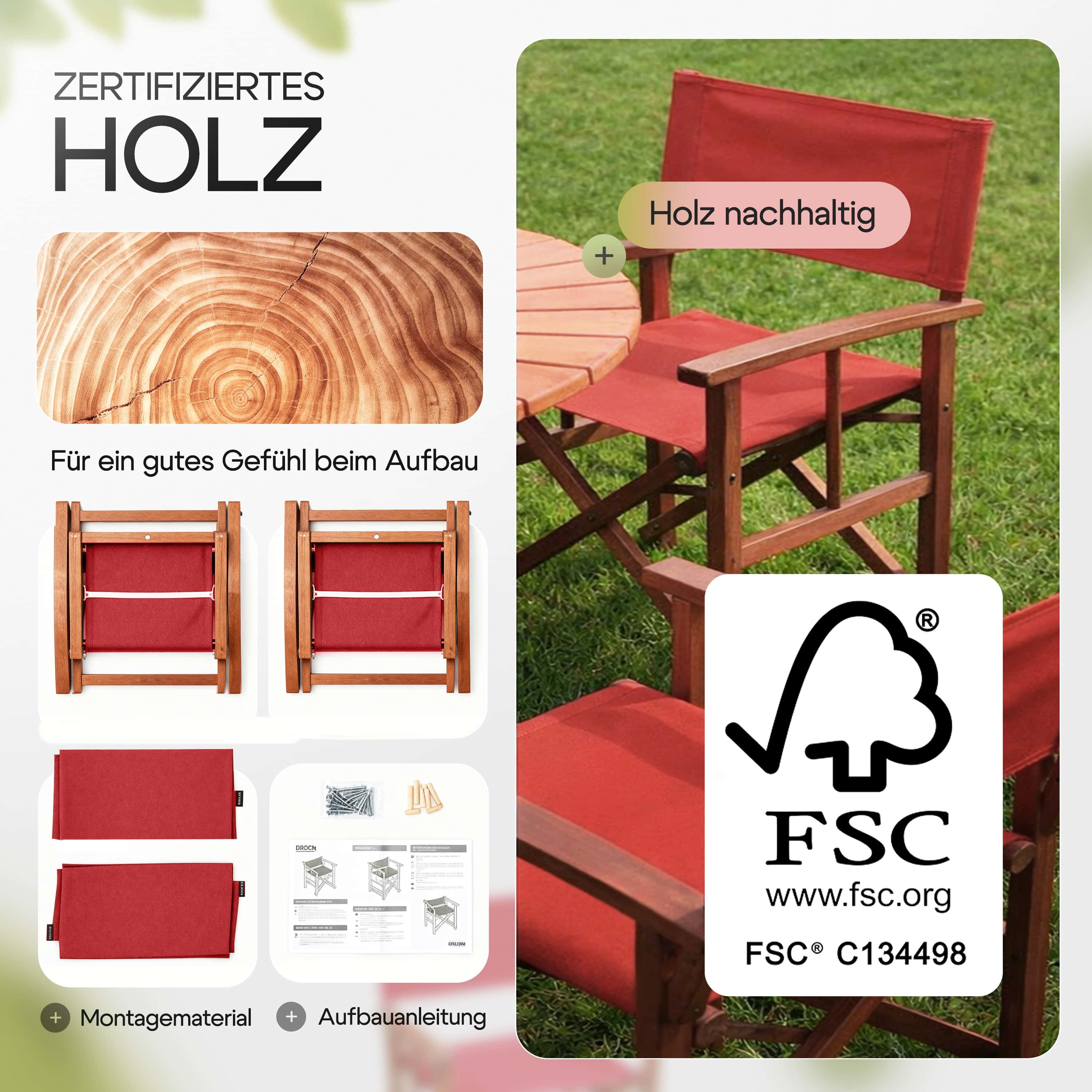 Regisseursstoel\u0020rood\u0020eucalyptushout\u0020FSC\u00AE\u002Dgecertificeerd\u0020Inklapbare\u0020tuinstoel\u0020tot\u0020160\u0020kg