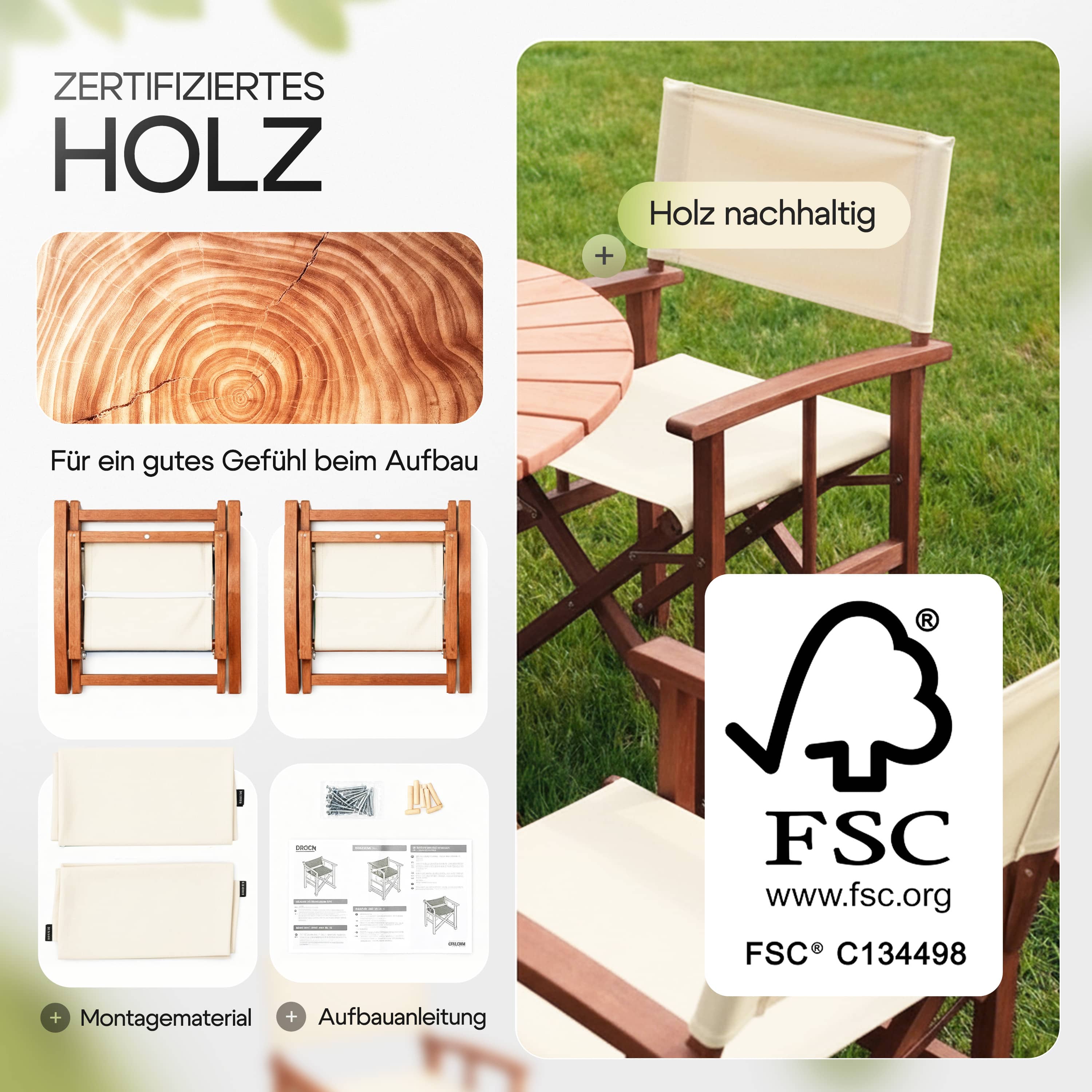 Regisseursstoel\u0020cr\u00E8me\u0020eucalyptushout\u0020FSC\u00AE\u002Dgecertificeerd\u0020Inklapbare\u0020tuinstoel\u0020tot\u0020160\u0020kg