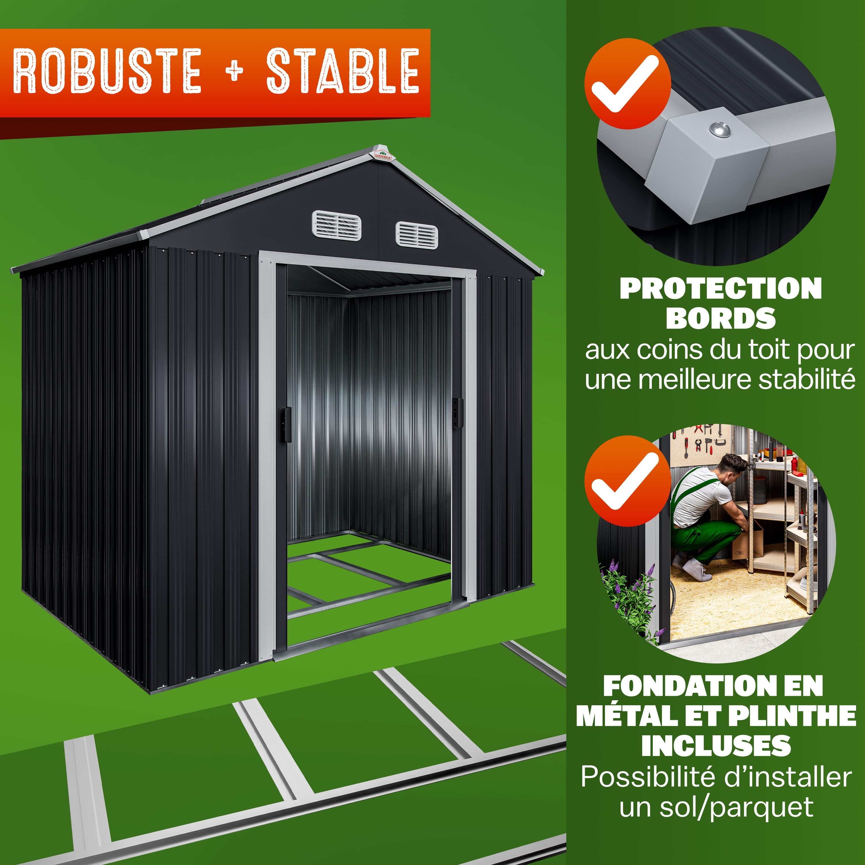 Tuinhuis\u0020XL\u0020Antraciet\u0020Metaal\u0020190x135x200cm\u0020Fundament