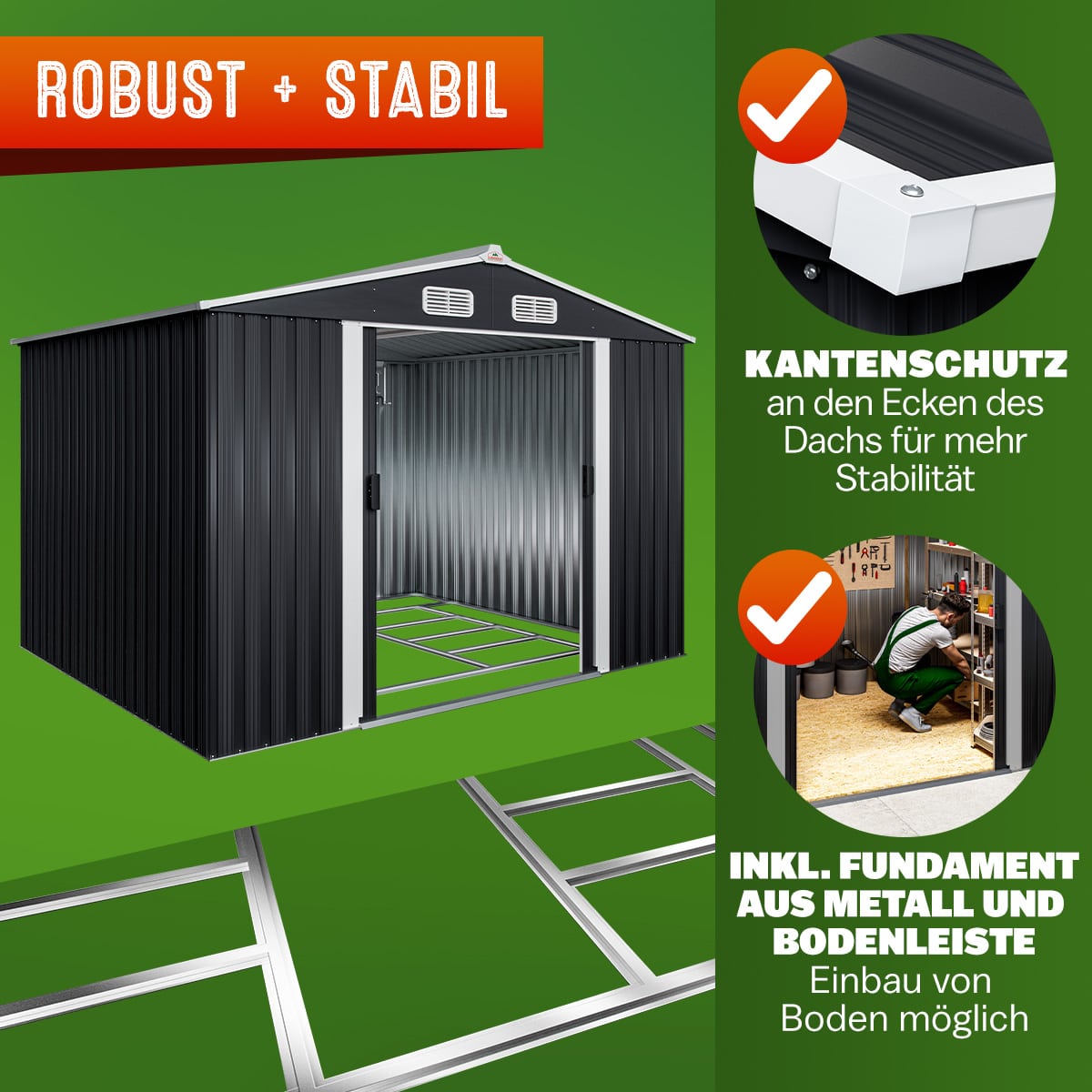 Tuinhuis\u0020Antraciet\u0020Metaal\u0020260x205x180cm