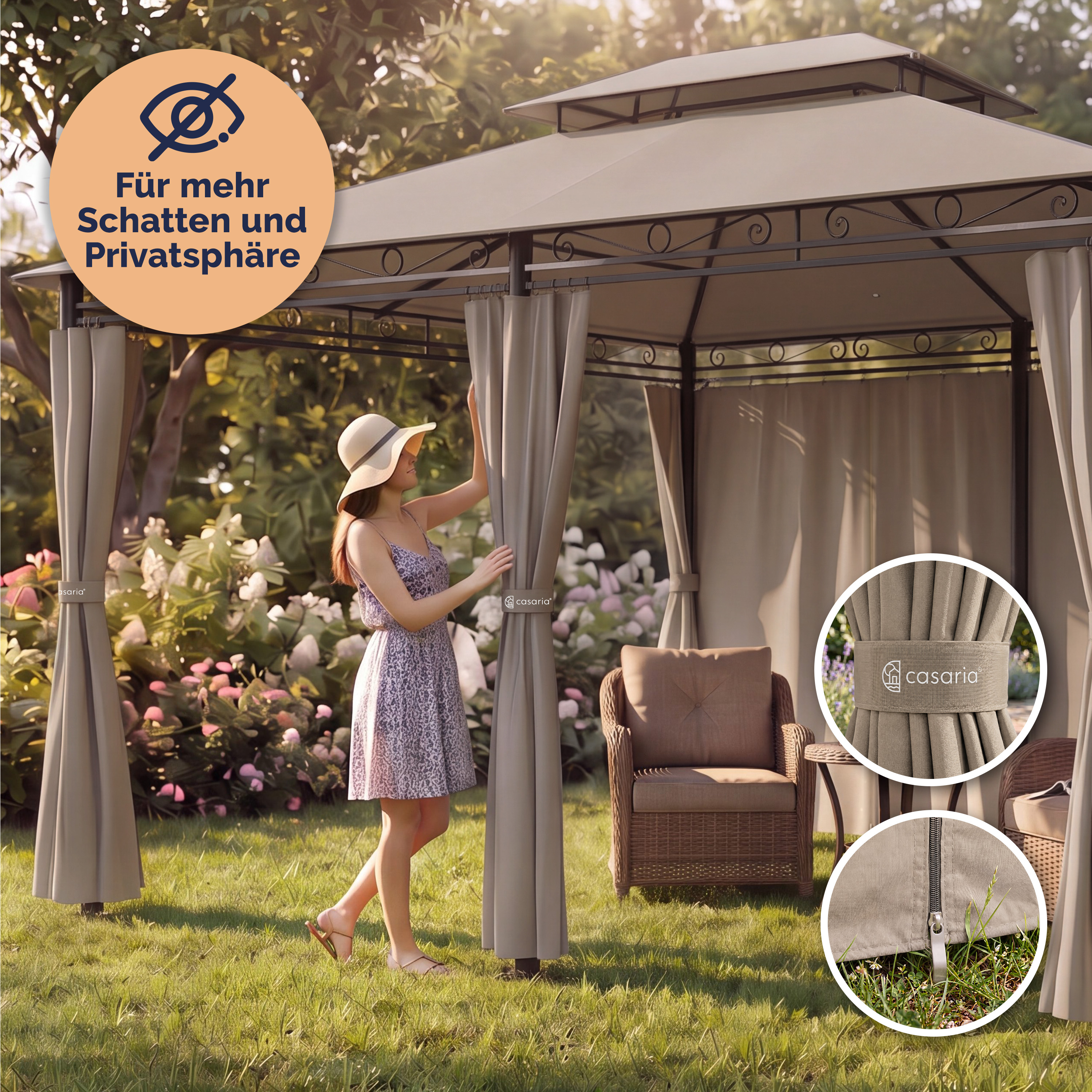 Paviljoen\u0020Topaz\u0020Taupe\u00203x4m\u0020UV\u002Dbescherming\u002050\u002B