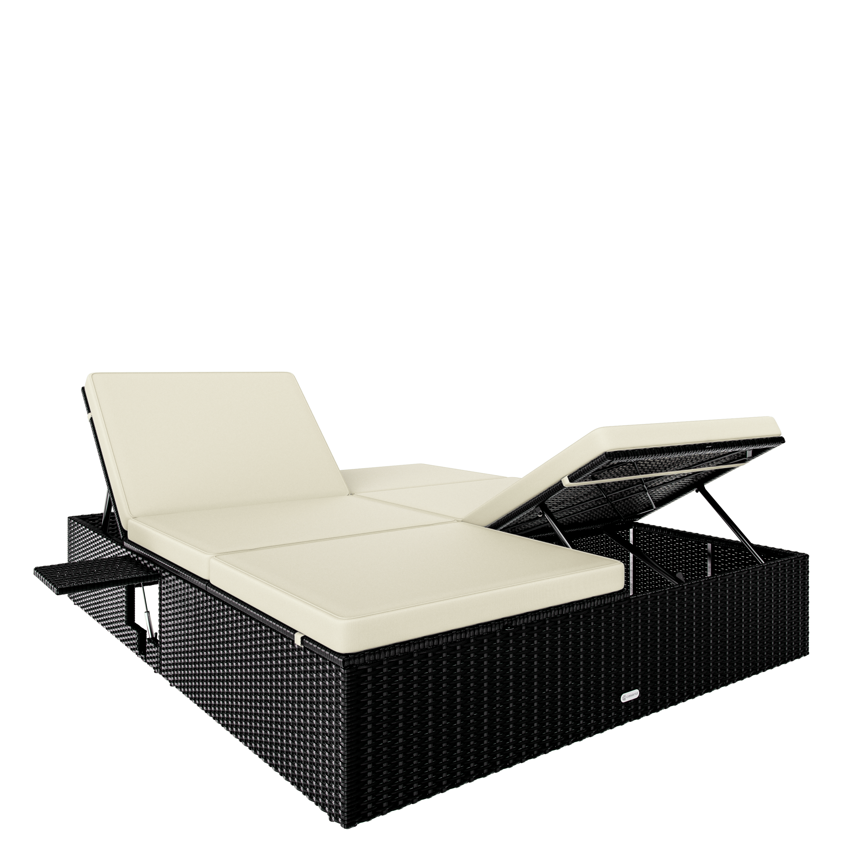 Polyrotan\u0020ligbed\u0020Zwart\u002FCr\u00E8me\u0020200x160x33cm Polyrotan\u0020ligbed\u0020Zwart\u002FCr\u00E8me\u0020200x160x33cm