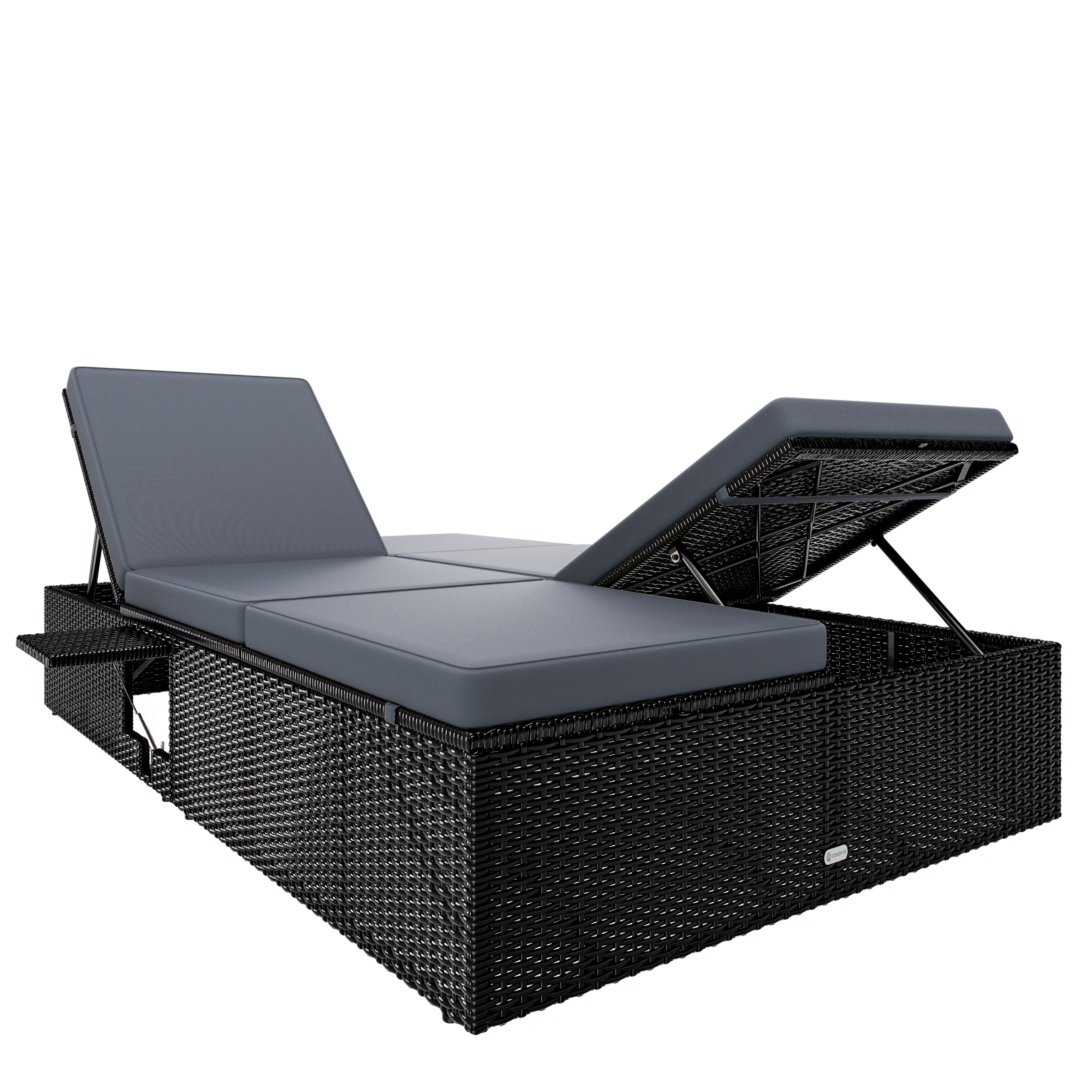 Polyrotan\u0020ligbed\u0020Zwart\u002FAntraciet\u0020200x115x33cm