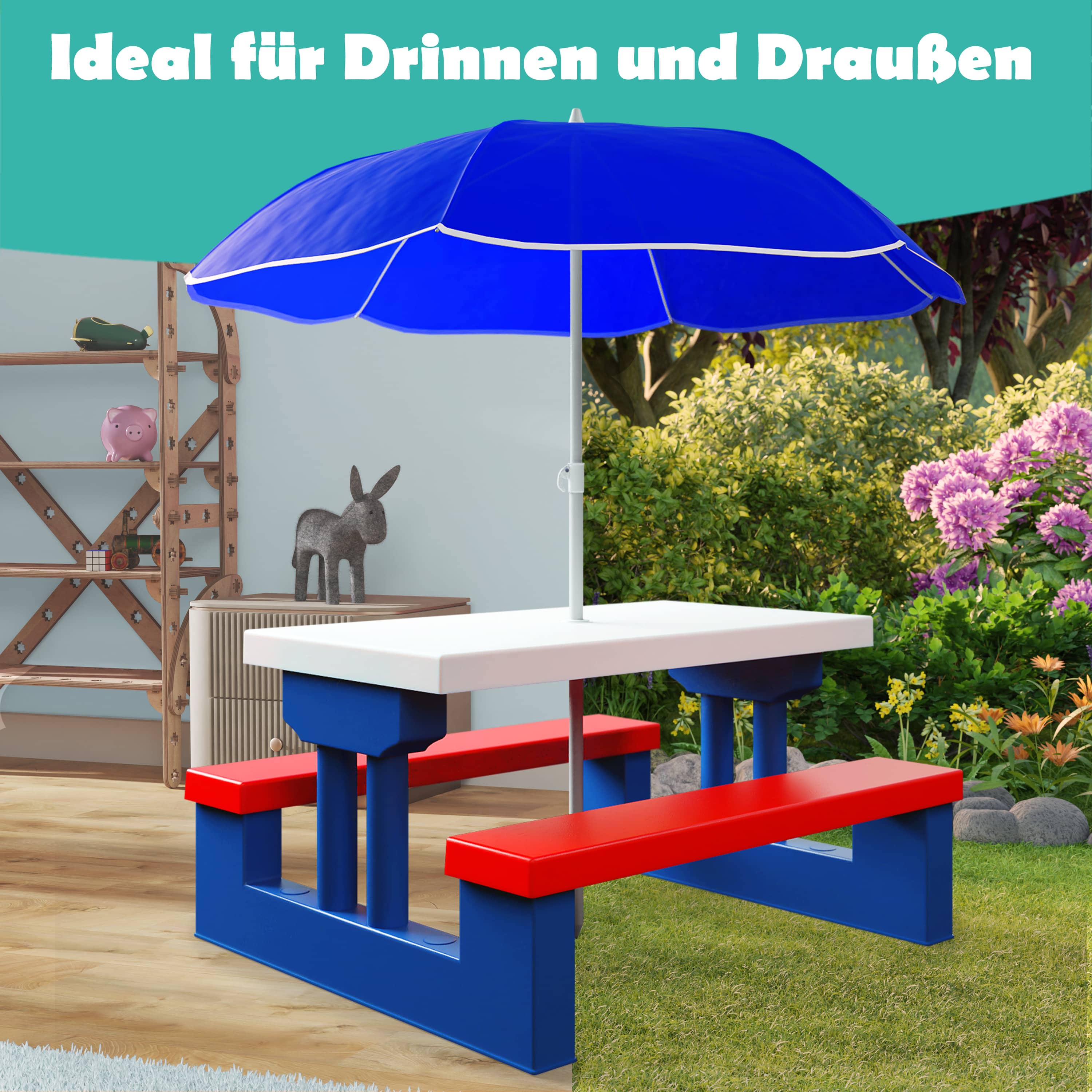 Picknicktafel\u0020voor\u0020Kinderen\u0020Kleurrijk\u0020met\u0020Parasol\u0020Kunststof Picknicktafel\u0020voor\u0020Kinderen\u0020Kleurrijk\u0020met\u0020Parasol\u0020Kunststof
