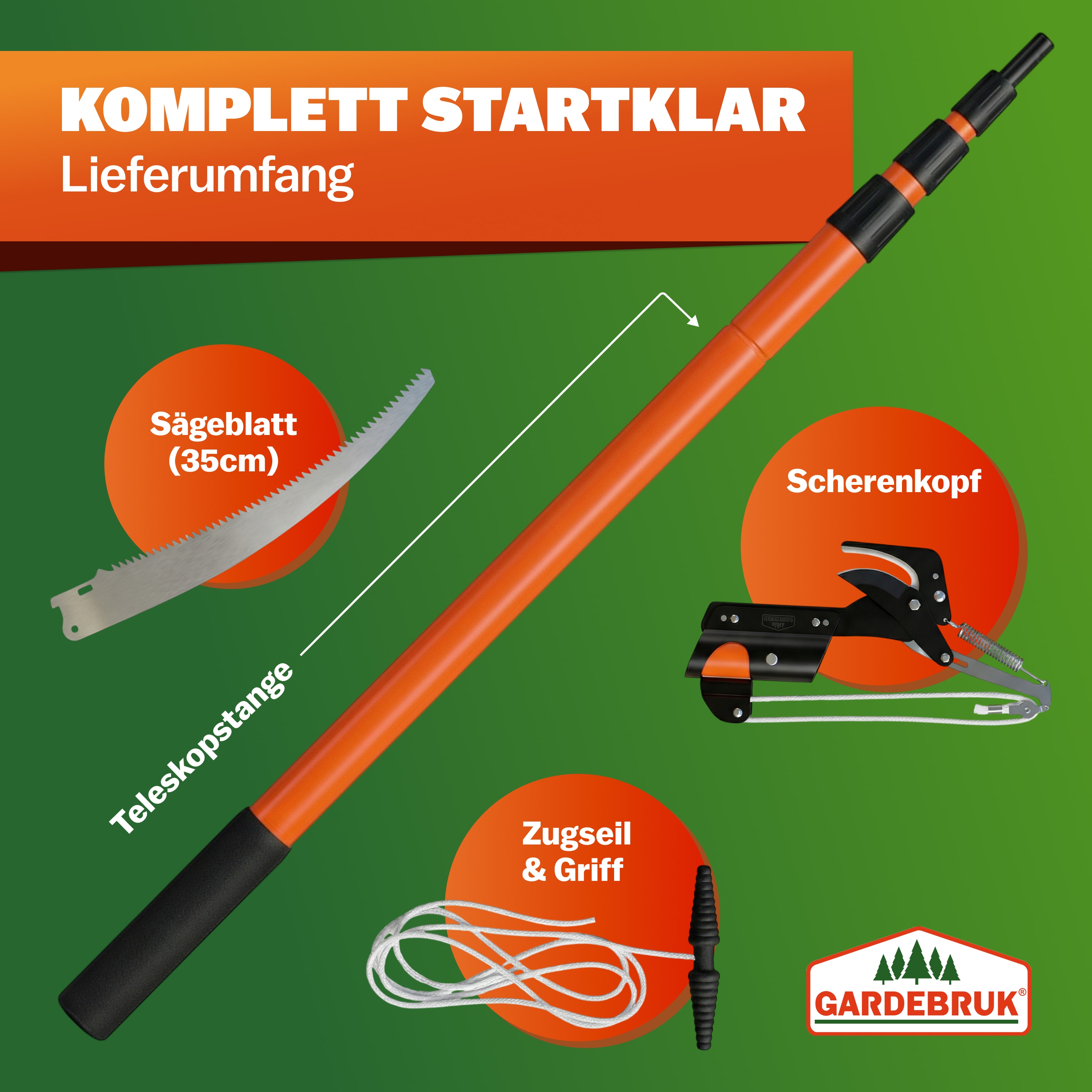 Telescopische\u0020Takkenzaag\u0020met\u0020Snoeischaar\u0020Oranje\u00202,60m