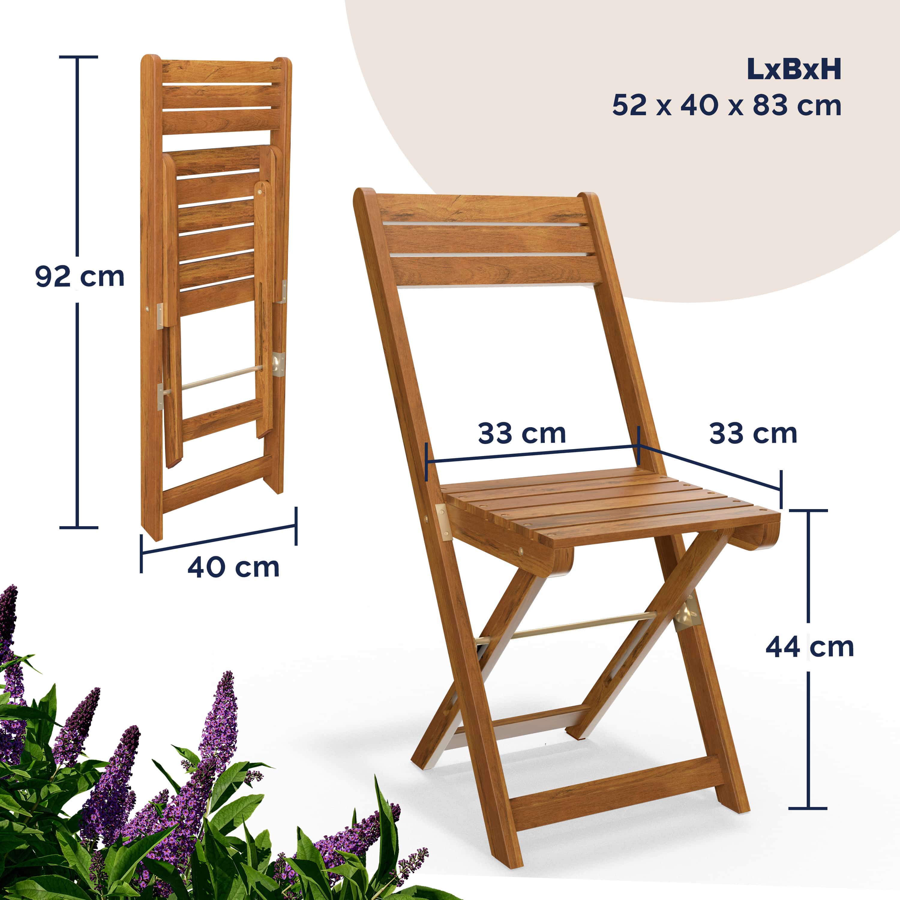 Tuinset\u00203\u002Ddelig\u0020Acaciahout\u0020Inklapbaar
