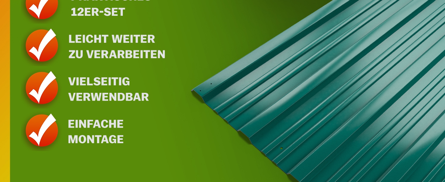 Trapezium\u0020Dakplaten\u002012\u0020Stuks\u0020Groen\u0020Metaal\u0020129x46cm