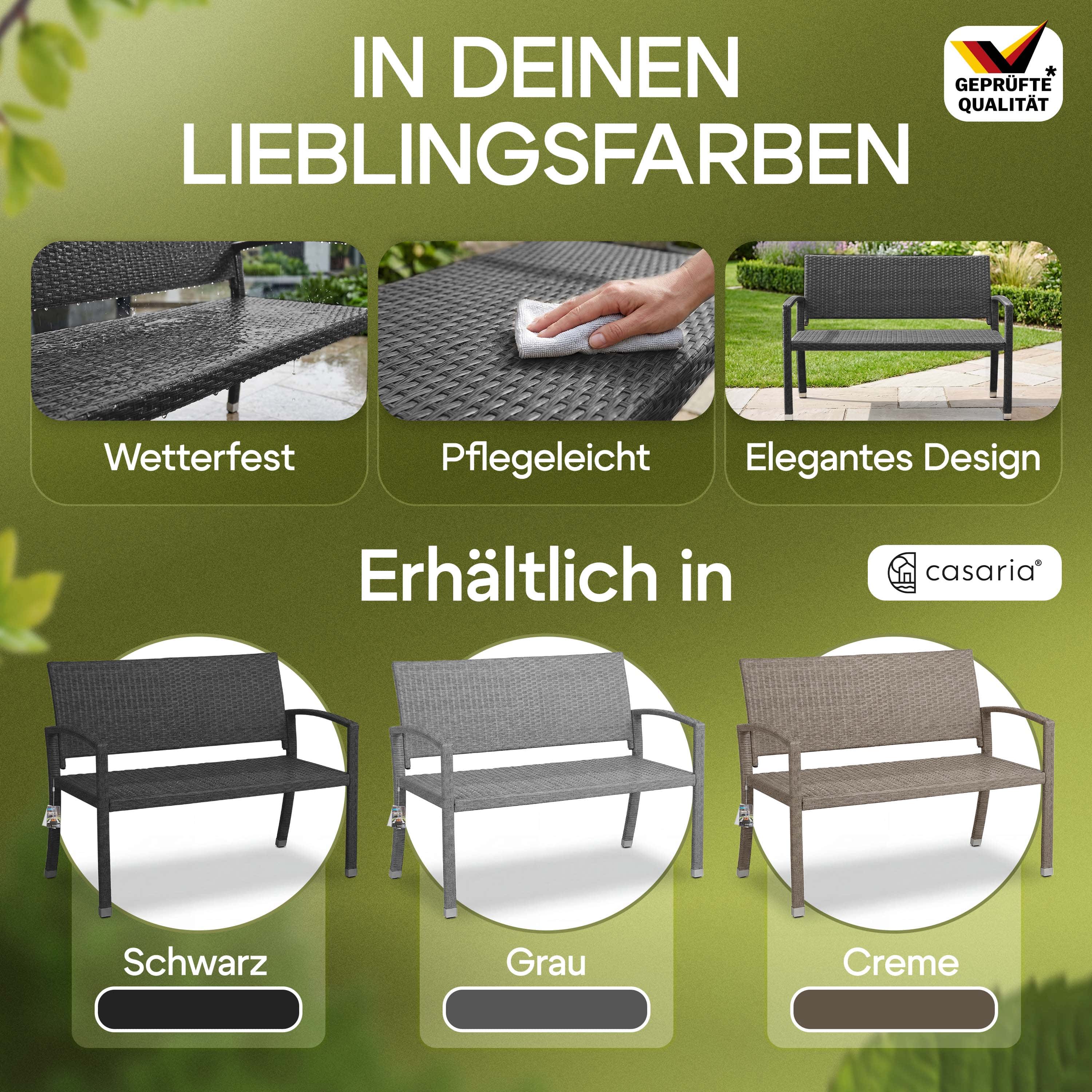 Polyrotan\u0020Tuinbank\u0020Zwart\u0020122x58x87cm Polyrotan\u0020Tuinbank\u0020Zwart\u0020122x58x87cm