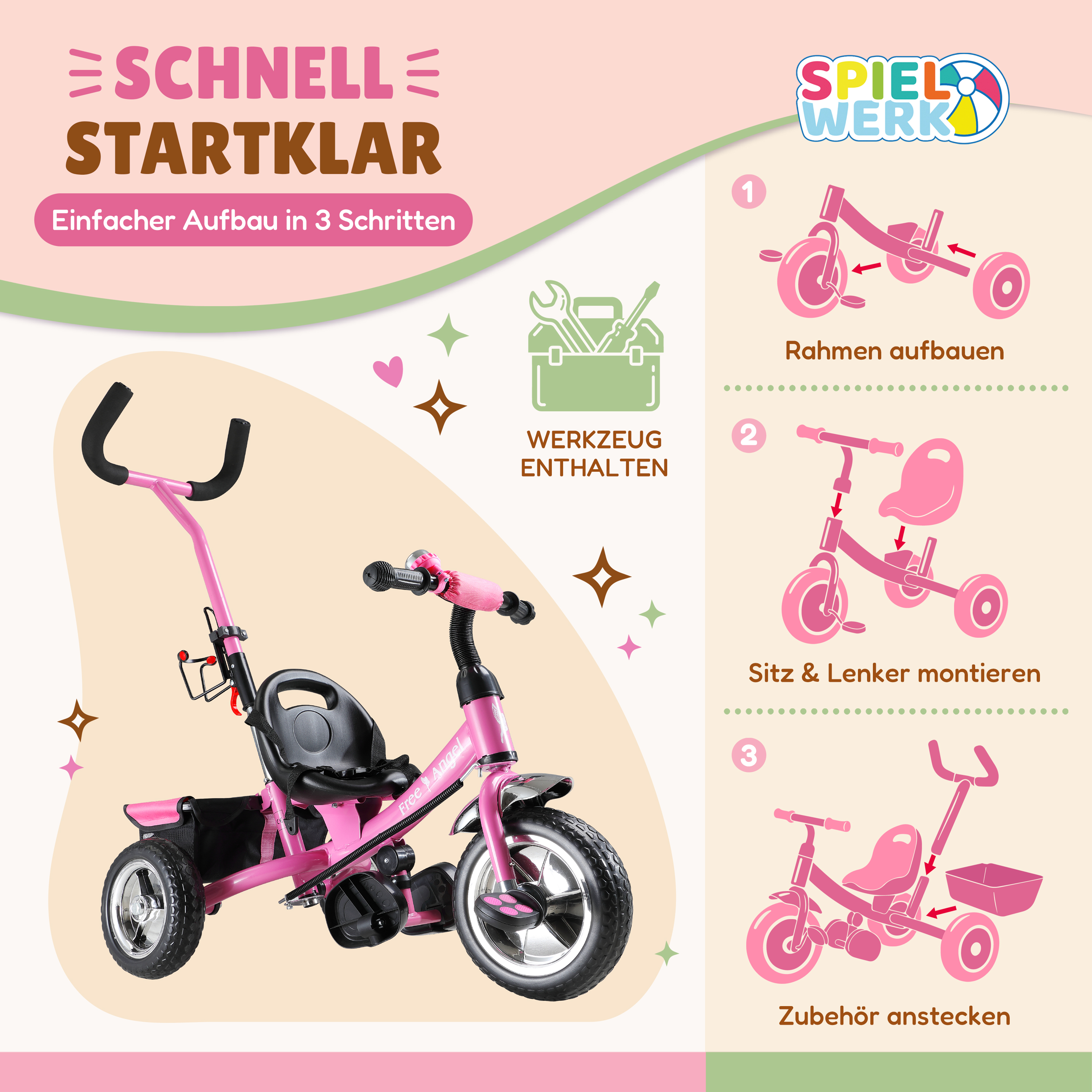 Kinderdriewieler\u0020Free\u0020Angel\u0020Metaal\u0020Roze Kinderdriewieler\u0020Free\u0020Angel\u0020Metaal\u0020Roze